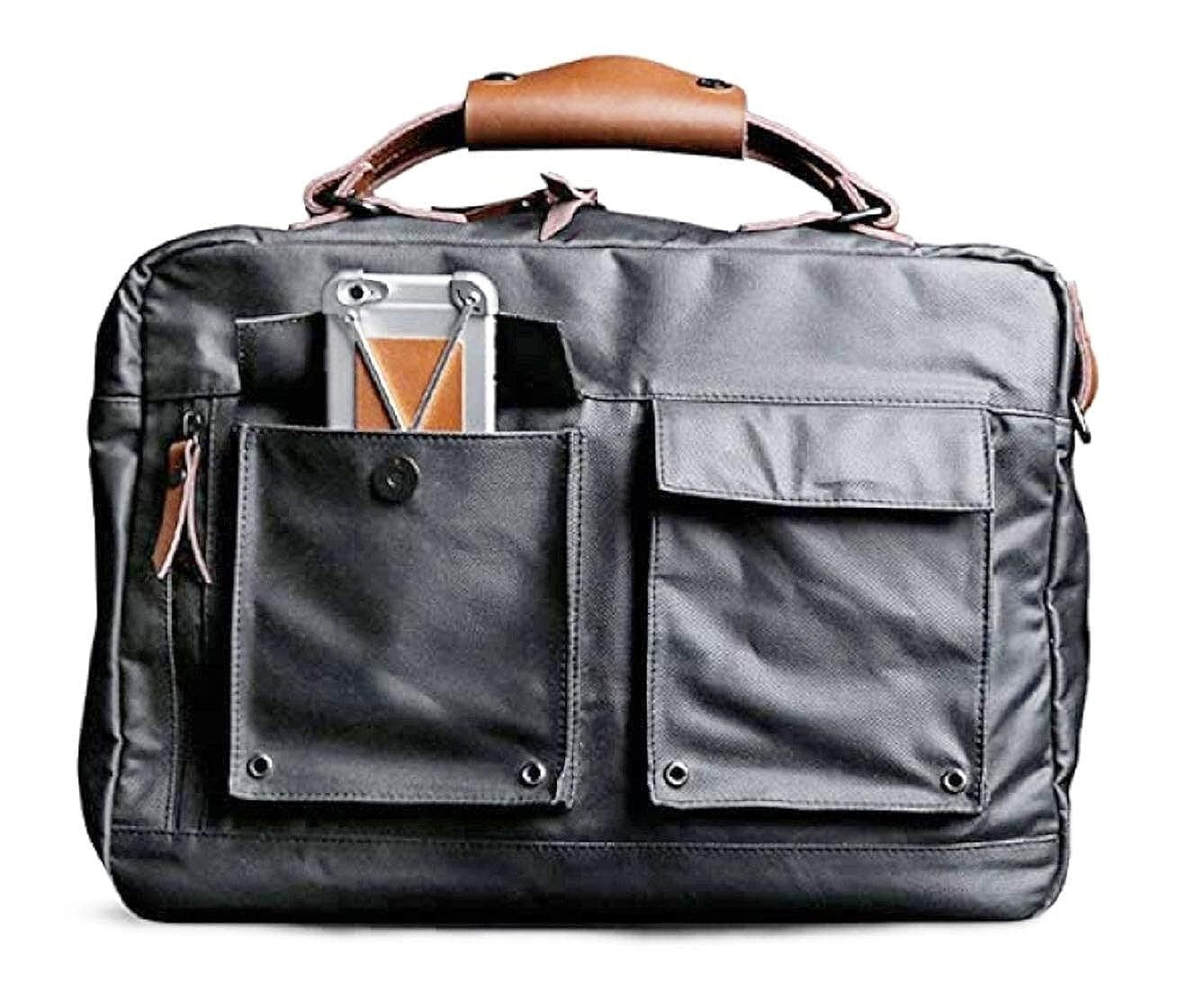 15.6-inch Leather & Canvas Splash-Proof Laptop Messenger Bag Shoulder Bag 1 Pcs.