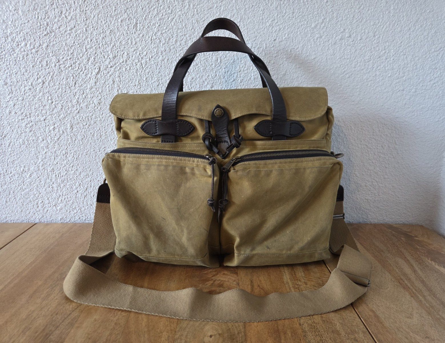 Filson 24 Hour Tin Cloth Briefcase | Dark Tan | Made in USA | Rare