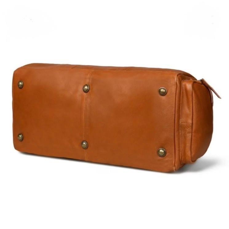 Leather Duffel Bag, Brown Full-Grain Leather, Travel bags with Adjustable Strap