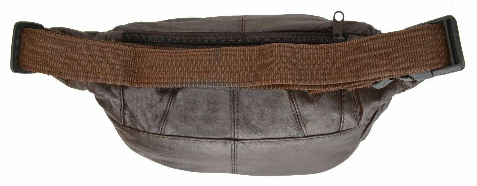 Brown Leather Waist Fanny Pack Belt Bag Pouch Travel Hip Purse Men Women 005