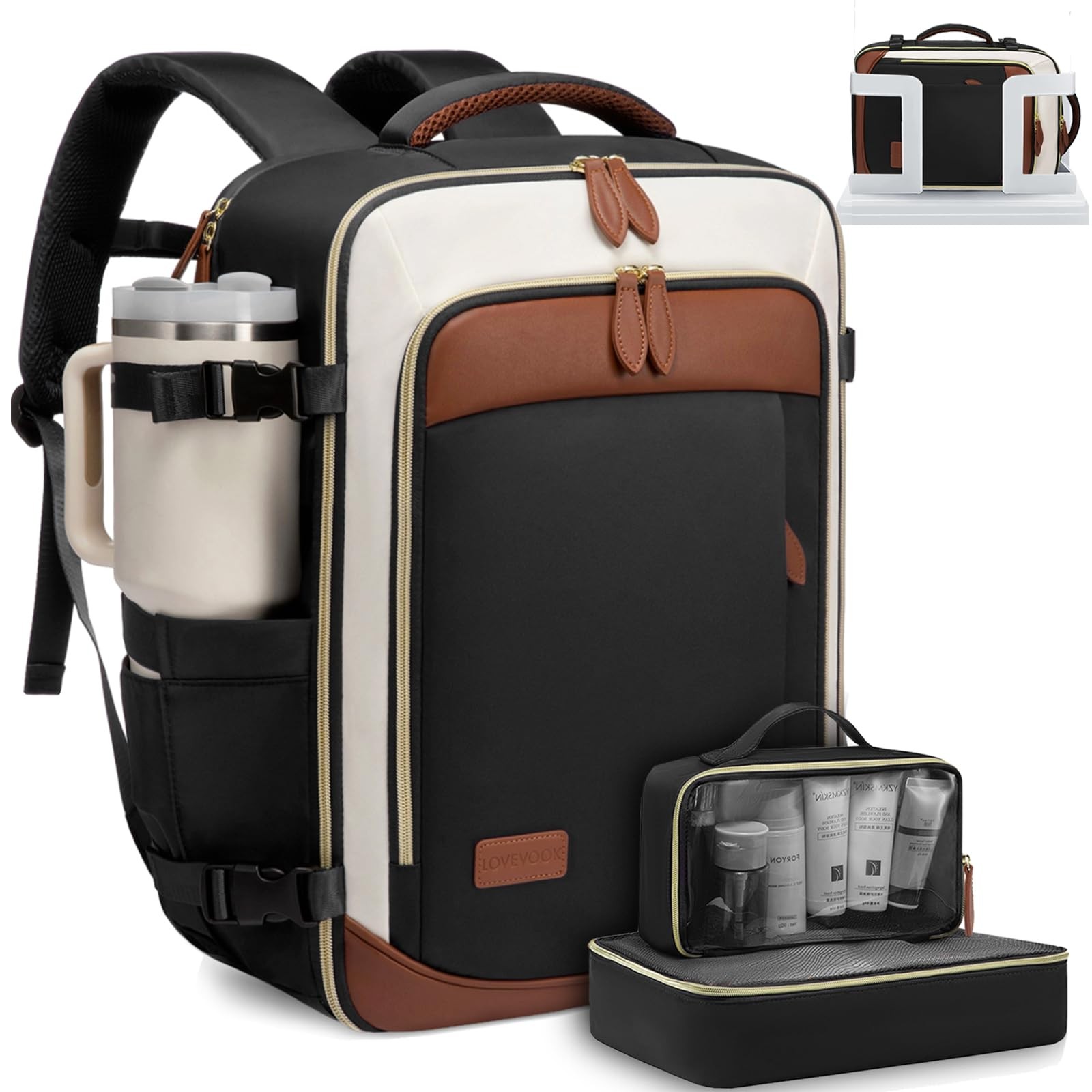 Mochila De Viaje 40L Con 3 Cubos De Embalaje Apta Para Avion Negro