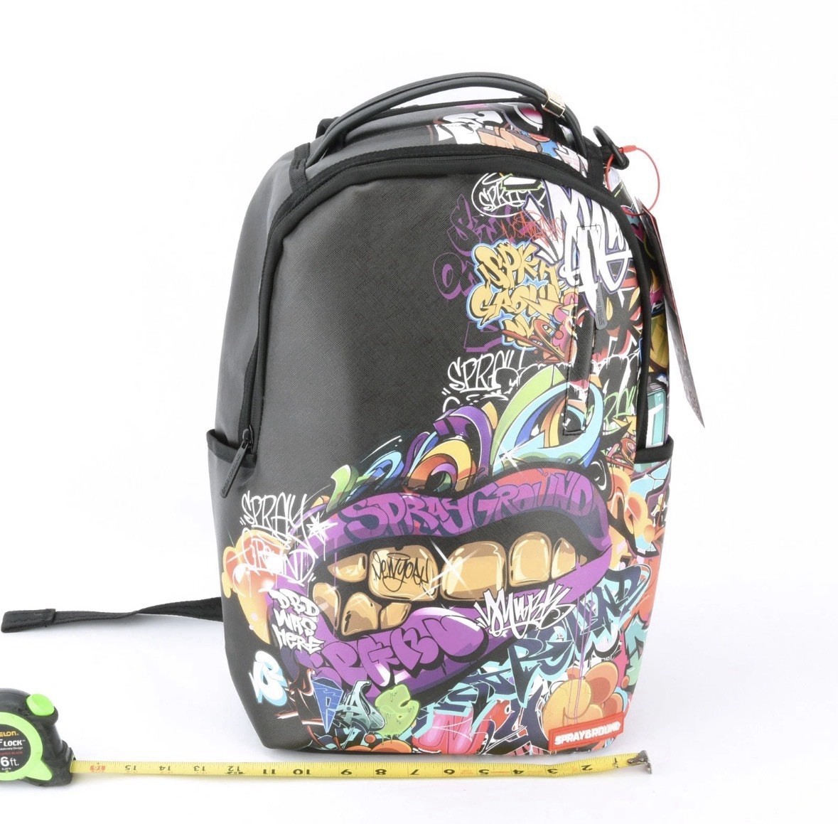 Sprayground Half Graf Lips DLXSV Bag Backpack Black Zippered for Laptop Macbook