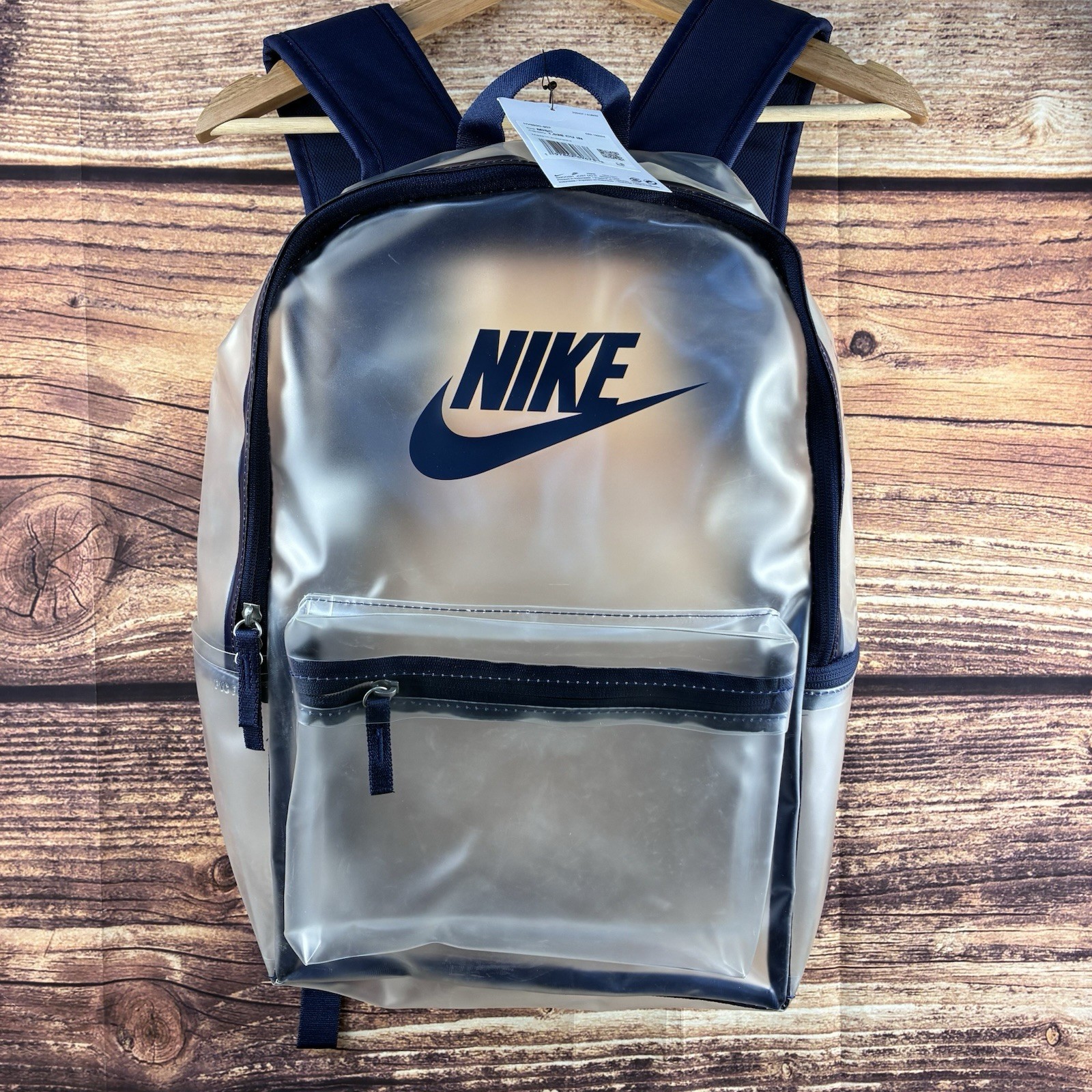 Nike Heritage Clear Backpack Transparent Midnight Navy School Stadium HV8920-907