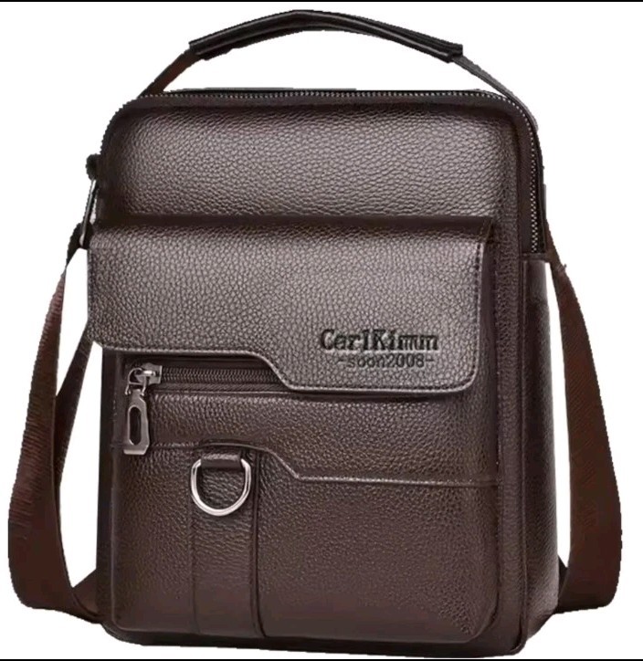 Men’s Leather Crossbody Small Shoulder Multi Pocket Bag(Coffee Brown).
