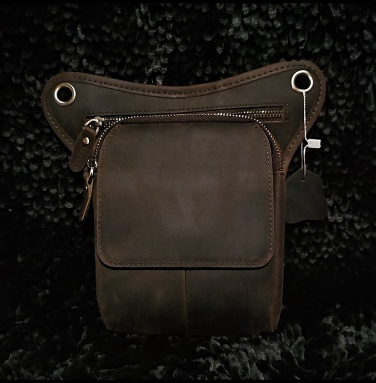 Mens Leather Waist-Thigh Bag Pouch NWOT