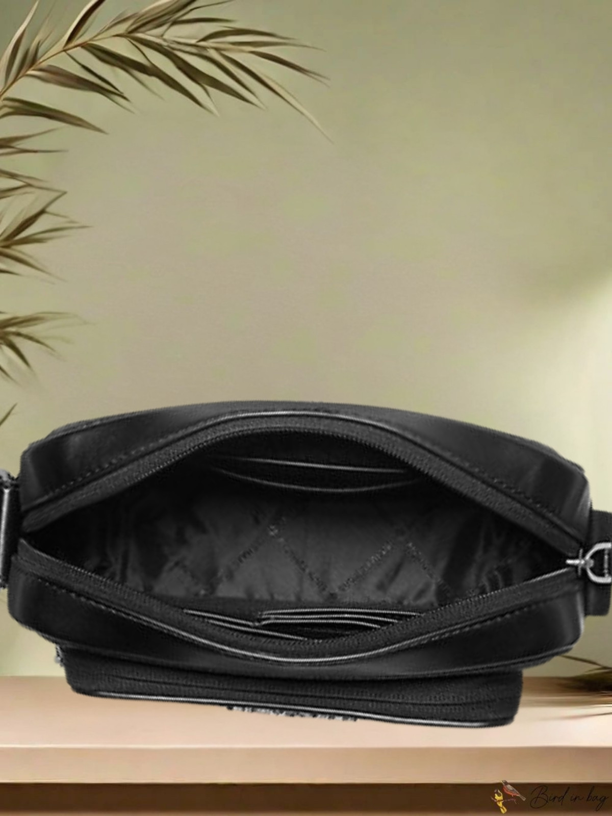 Michael Kors Cooper Men MK Logo Camera Double Zip Shoulder Bag + Pouch Black