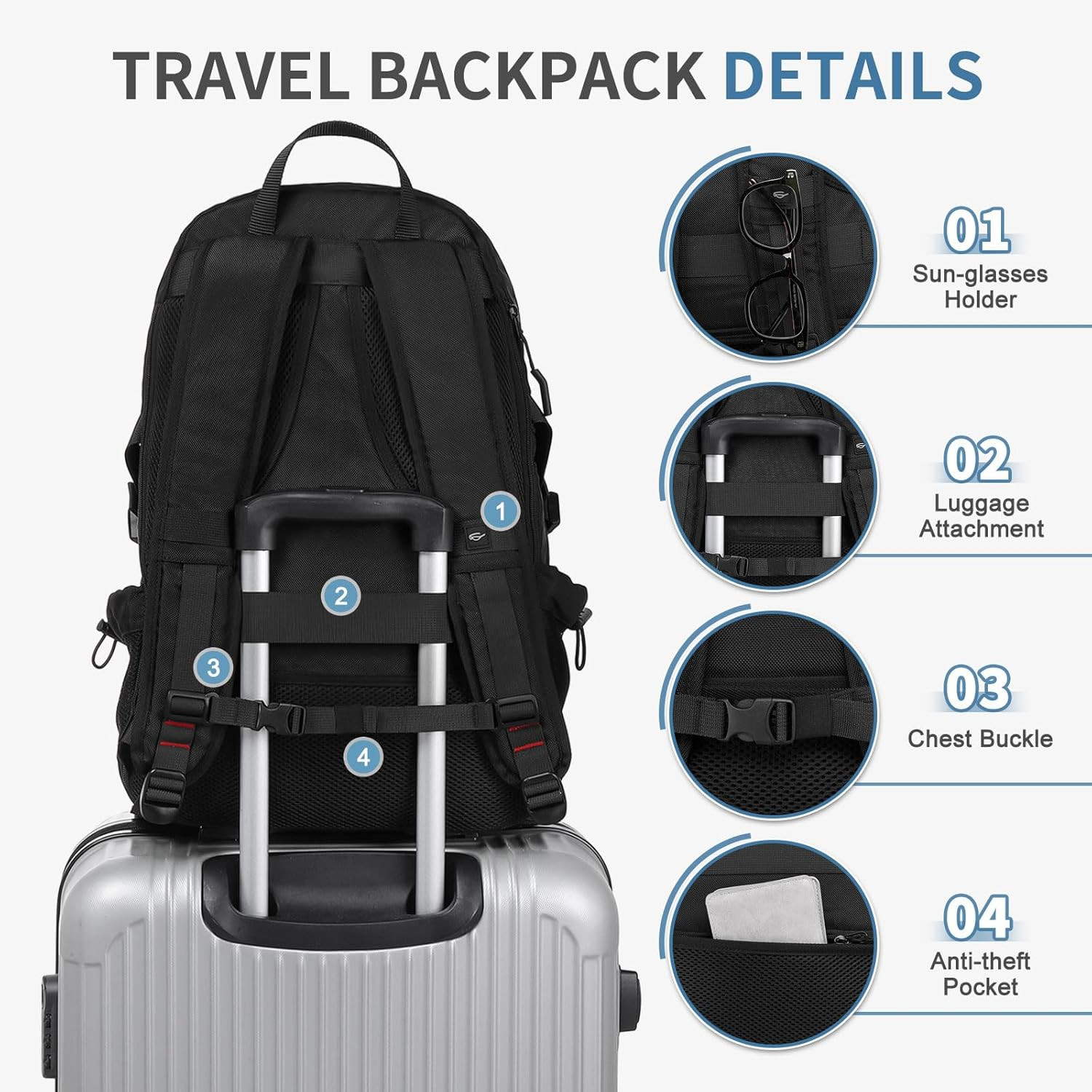 Travel Backpack 35L TSA Approved Carry on Backpack with Shoe Compartment & Wet/D