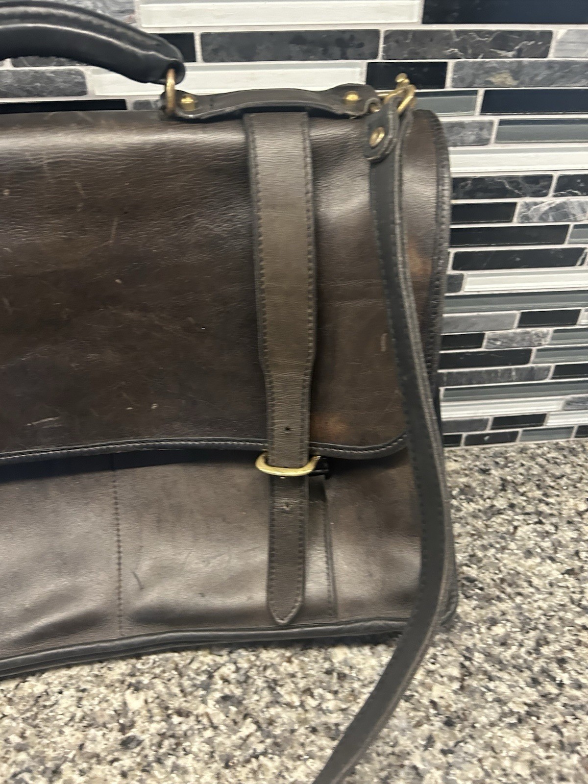 JACK GEORGES Made In USA UNIVERSITY EXECUTIVE LEATHER BRIEFCASE Dark Brown