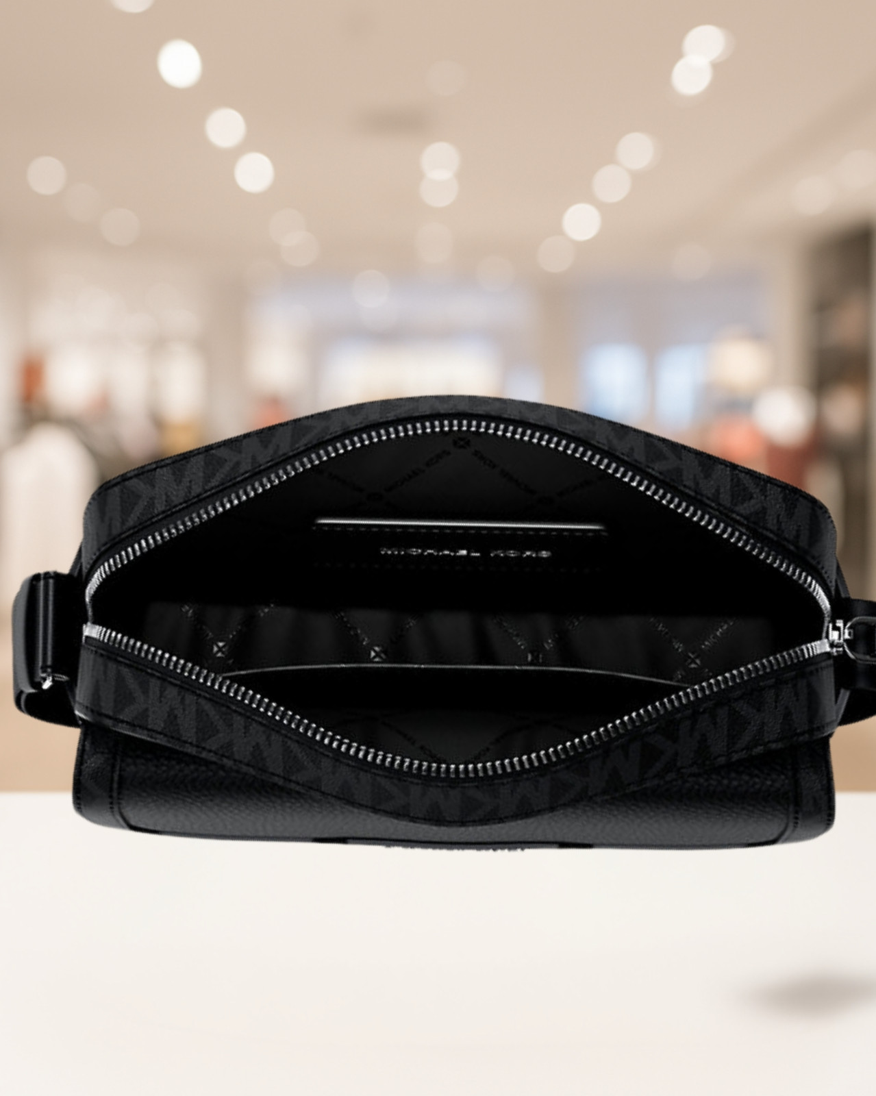 Michael Kors Cooper Men Medium Leather & Logo Flap Camera Crossbody Bag Black