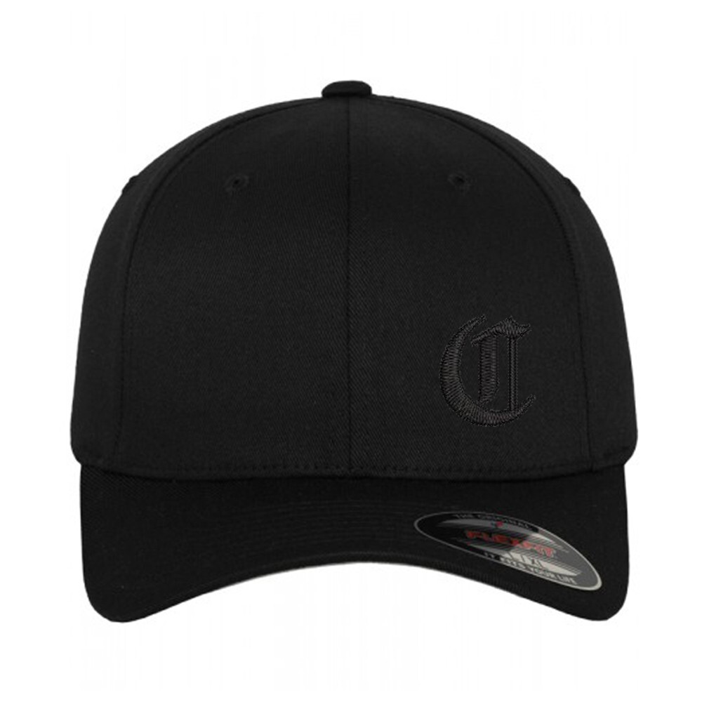 Initial C embroidered flexfit flex fit cap hat, fitted alphabet letter C cap hat