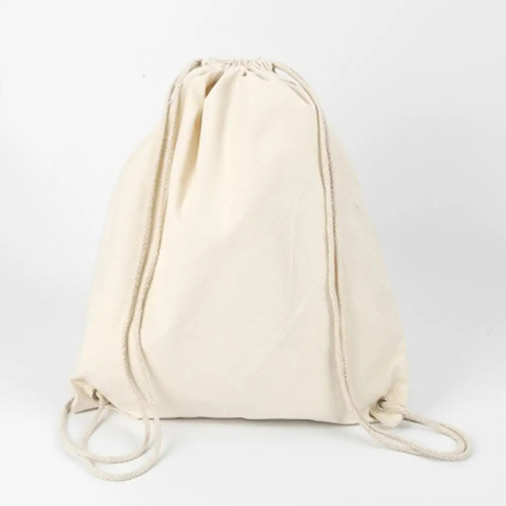 Canvas bag shoulders drawstring bundle pockets shopping student backpack bag cot