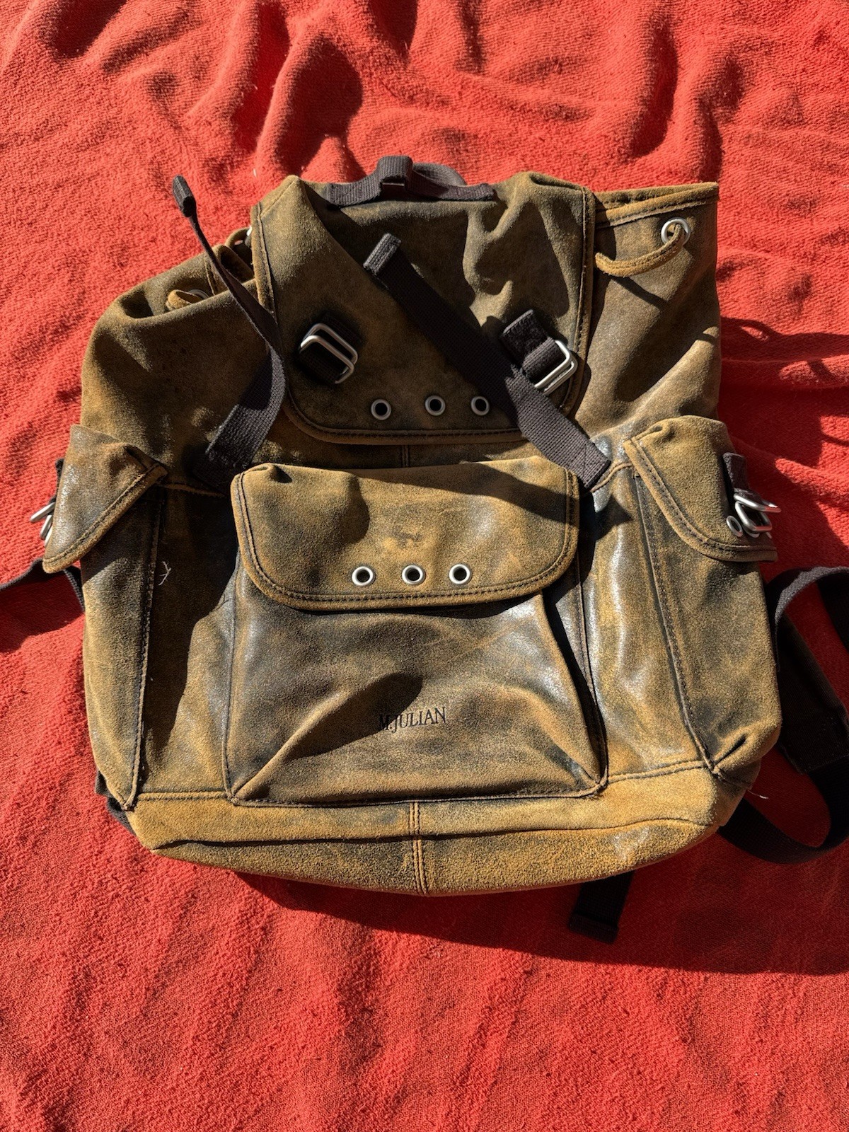 Wilsons Leather Suede Backpack Vintage Brown Leather Rucksack M. Julian