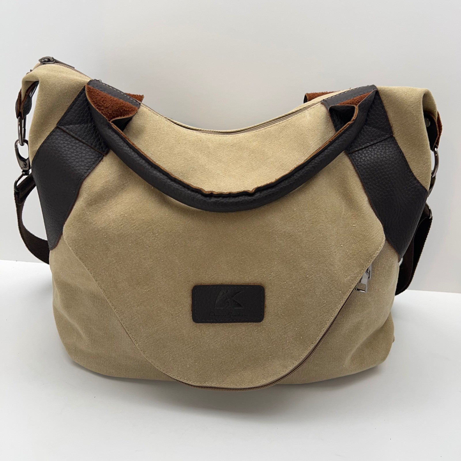 CANVAS Messenger Bag Leather Trim Crossbody Commuter Tote Outdoor Travel Casual