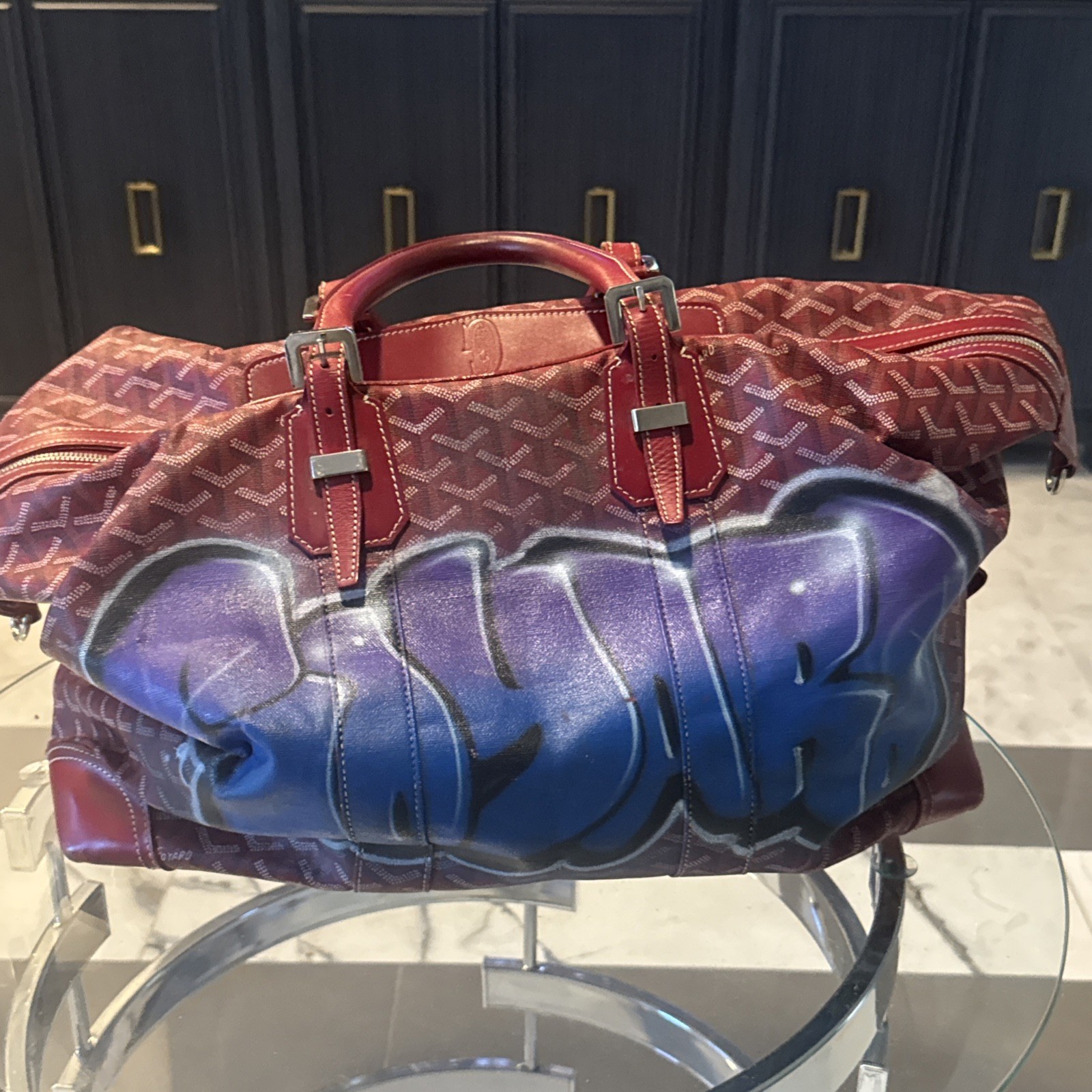 1 of 1 GOYARD BOEING 55 AUTHENTIC Red With Custom Graffiti