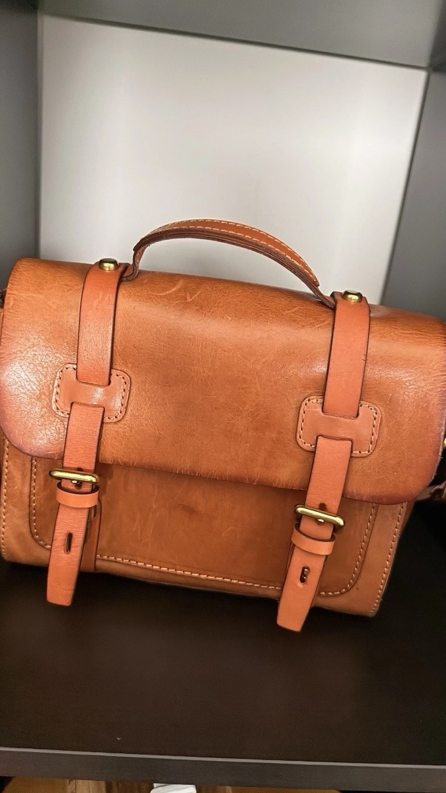 Old Trend Small Pebbled Satchel Top Handle Crossbody Bag Buckle Zip Gold