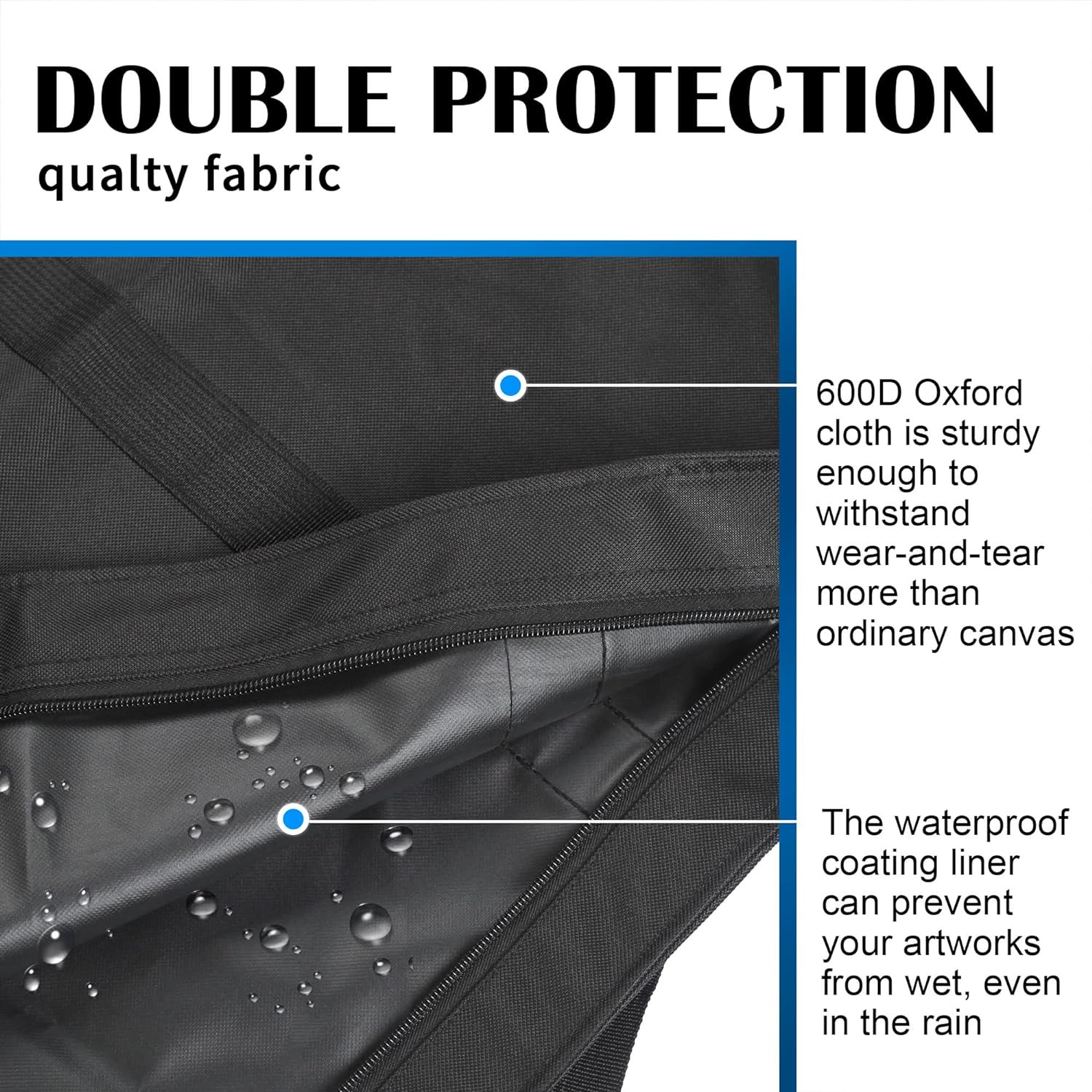 Extra Large Dacron Waterproof Light Weight Art Portfolio Tote Bag, 37” X 49” f