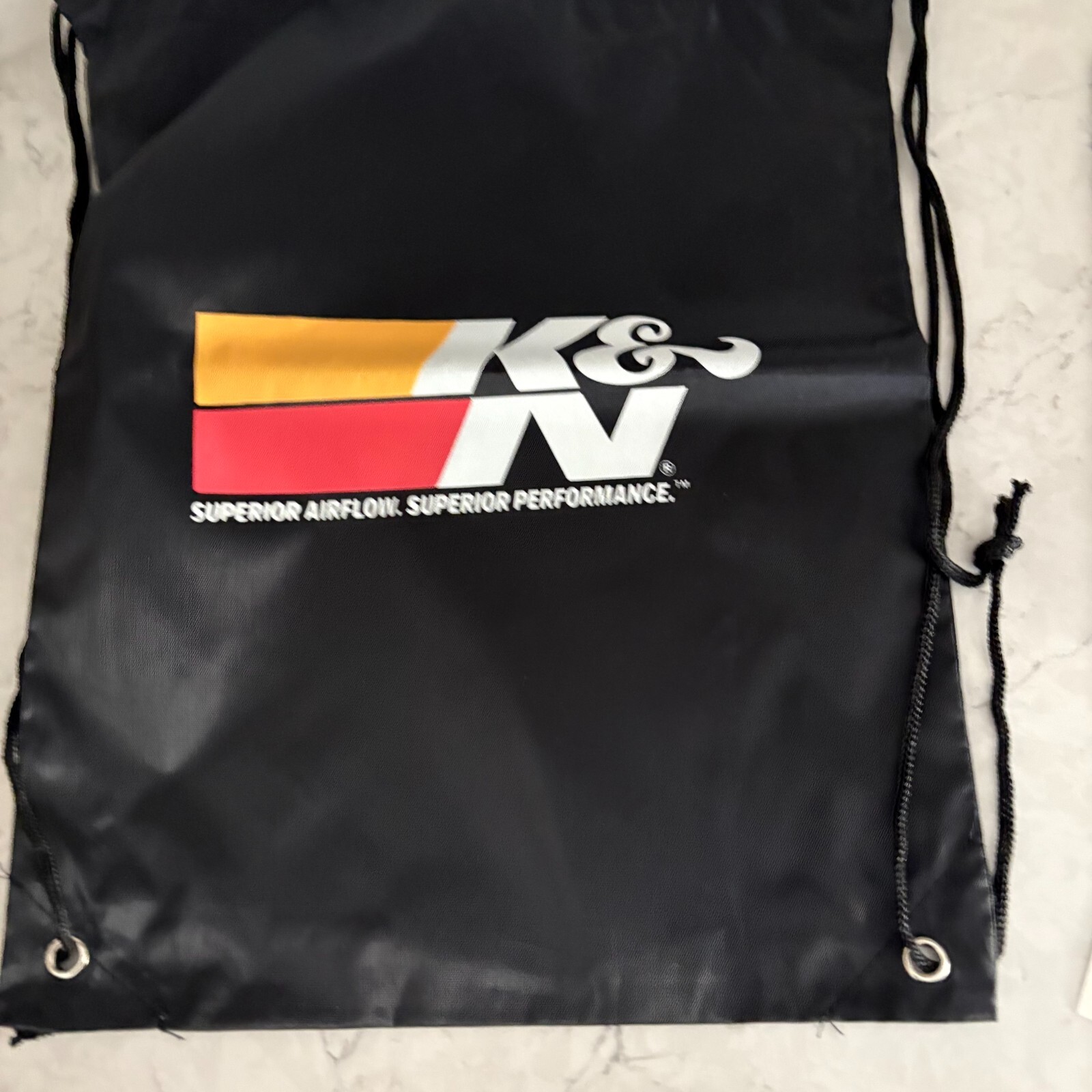 K&N Superior Air Flow Nylon Drawstring Bag Black with Booklet & 2 Logo Stickers