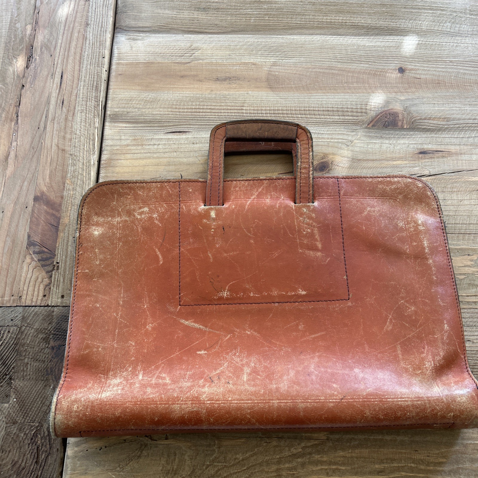Vintage Schlesinger Brothers Leather Soft Briefcase Slim Profile Amazing patina