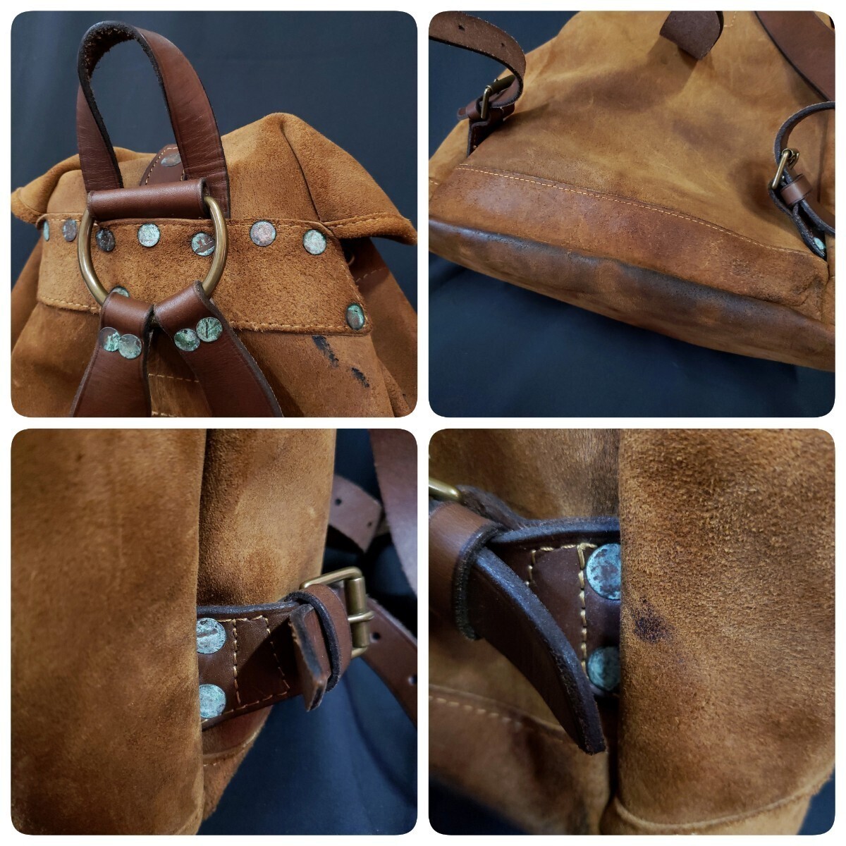 RRL Suede Backpack Camel type Size H 16.5 x W 14.1 x D 4.3 in