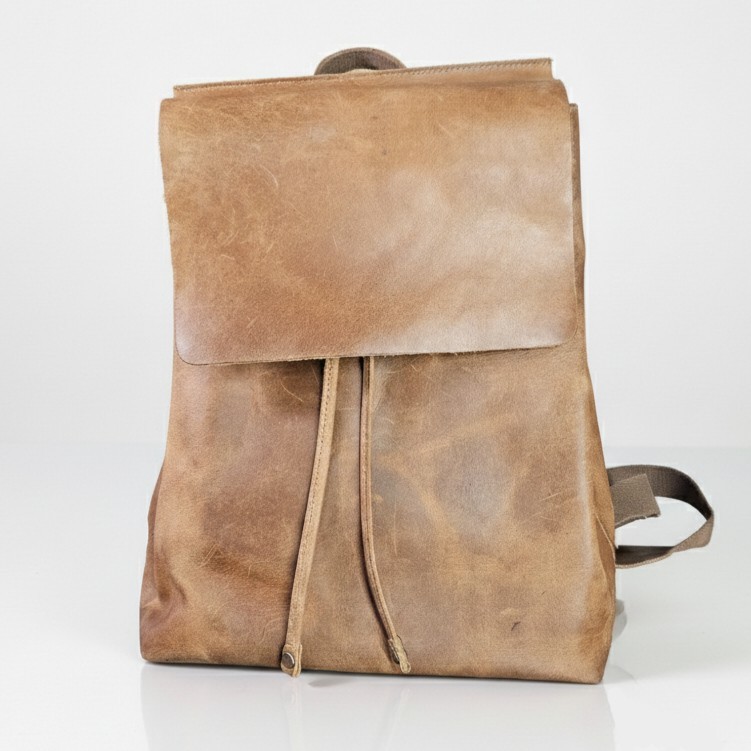 S-Zone 11x13x5.5″ Backpack Unisex Leather Brown Adjustable Straps Pockets Lined