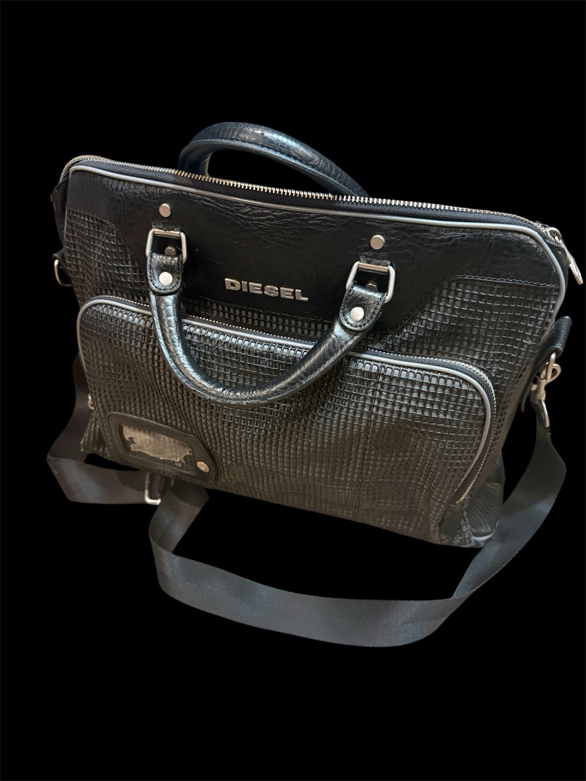 Vintage Diesel leather Black Laptop Briefcase