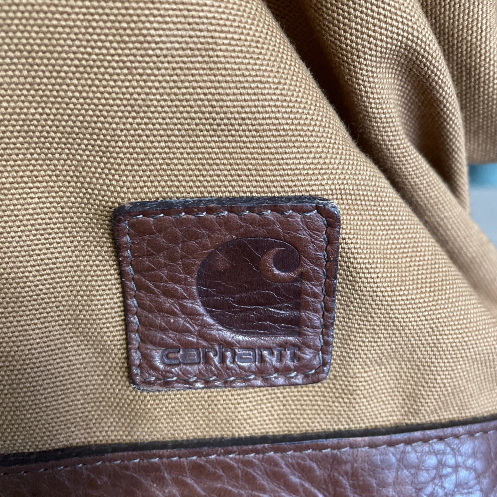 Carhartt Bag Made In USA 125th Anniversary Duffel Duck Leather Brass 18×10.5×10”