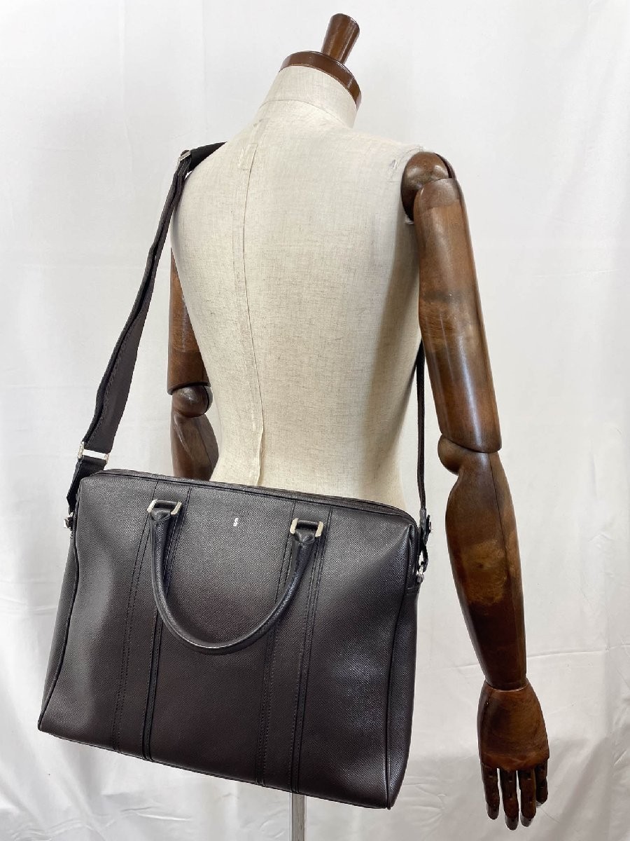Serapian Briefcase 15.4″x12.2″x2.8″ Saffiano Leather Dark Brown 2Way Bag