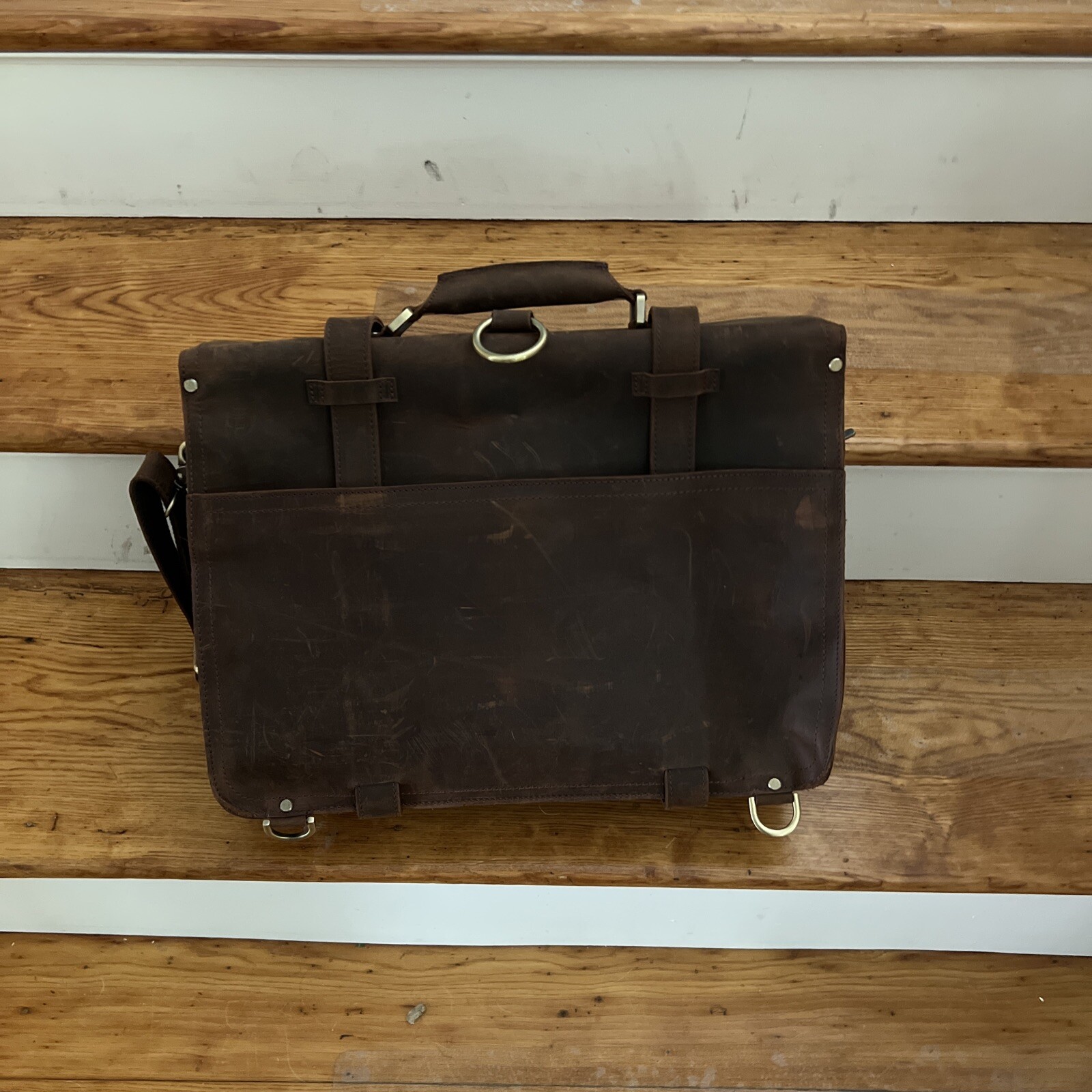 kattee Leather Briefcase Strap Brown EUC