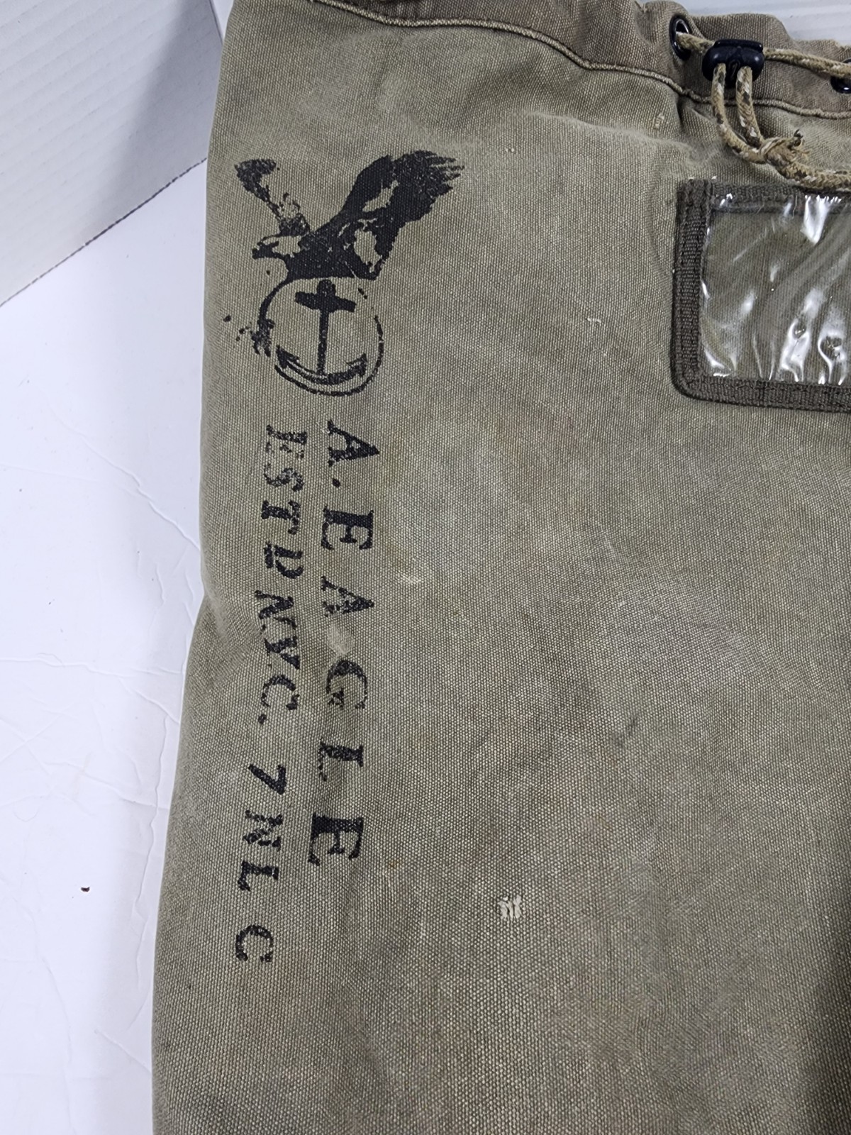 Vtg Y2K American Eagle Olive Green Canvas Military Duffel Bag Backpack Rucksack