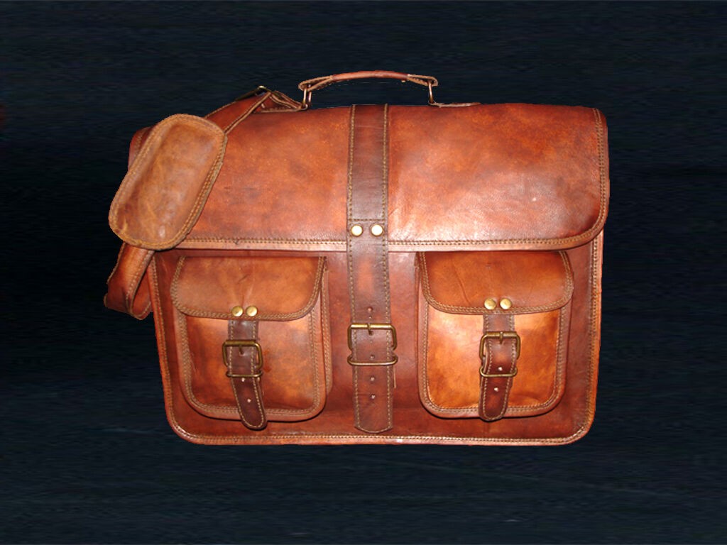 Men’s Genuine Vintage Brown Leather Messenger Bag Shoulder Briefcase made india