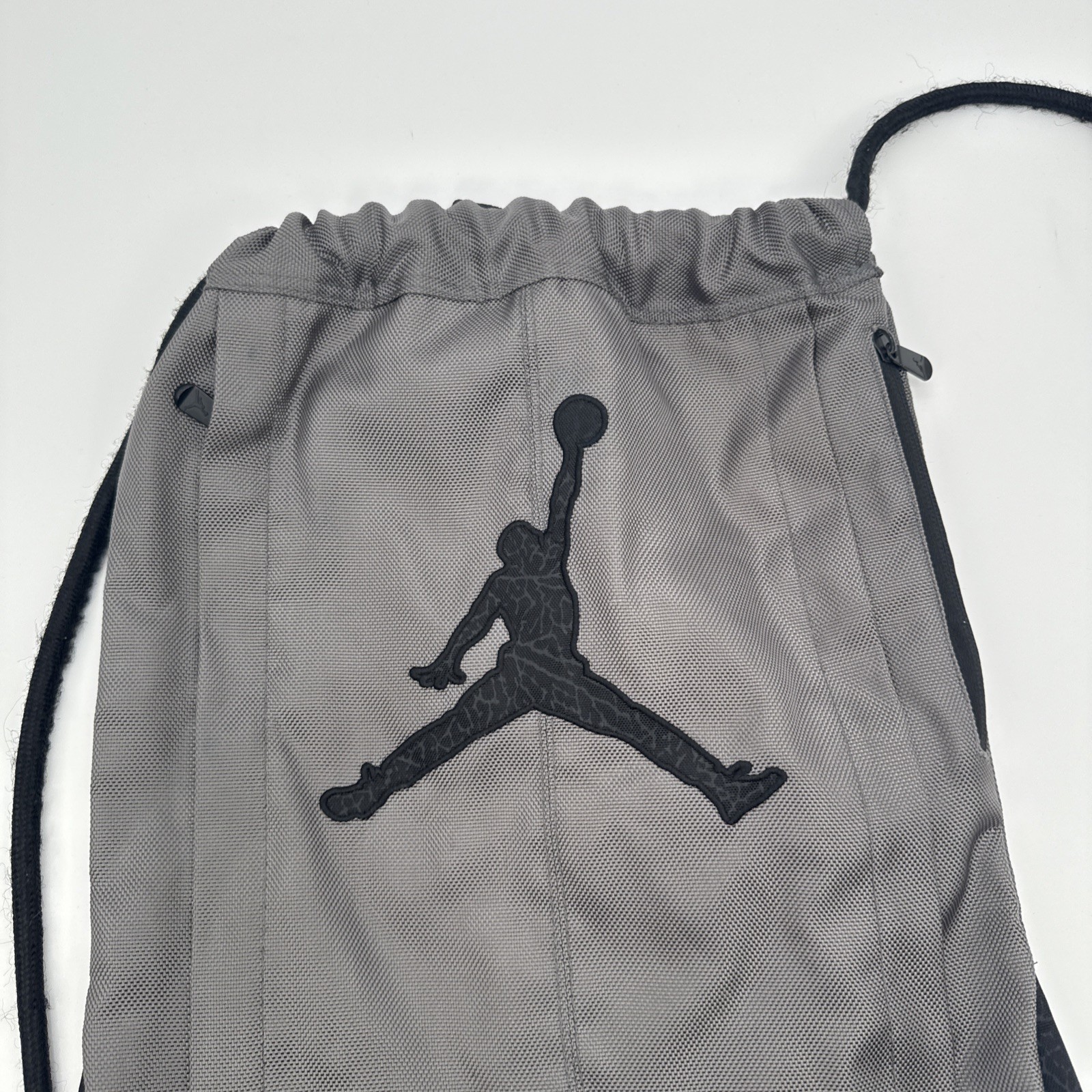 Nike Jordan Jumpman Drawstring Bag Pouch Gray Black Elephant Print Equipment Bag