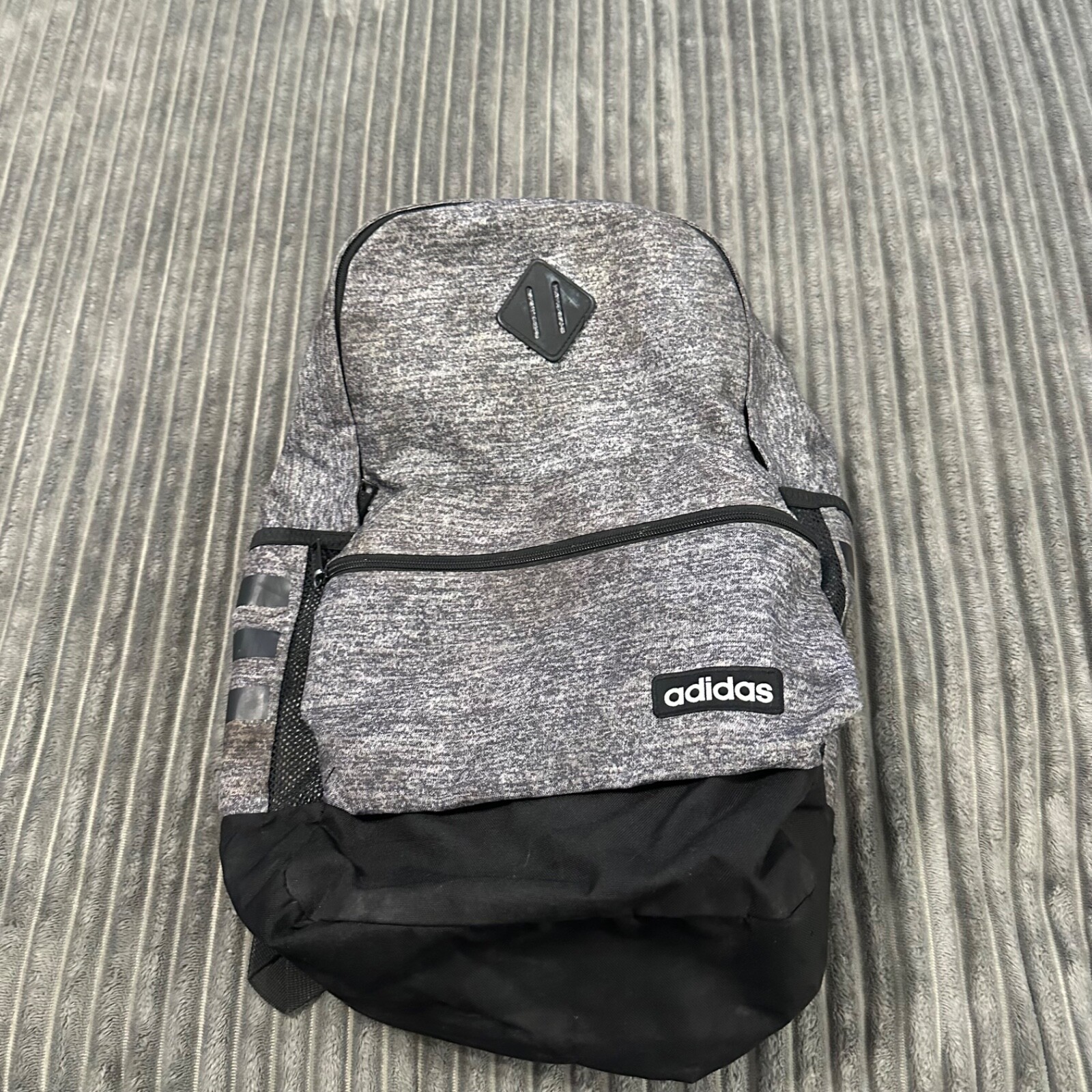 Adidas Classic 3 Stripes Core Backpack Medium Gray Tech Friendly Book Bag