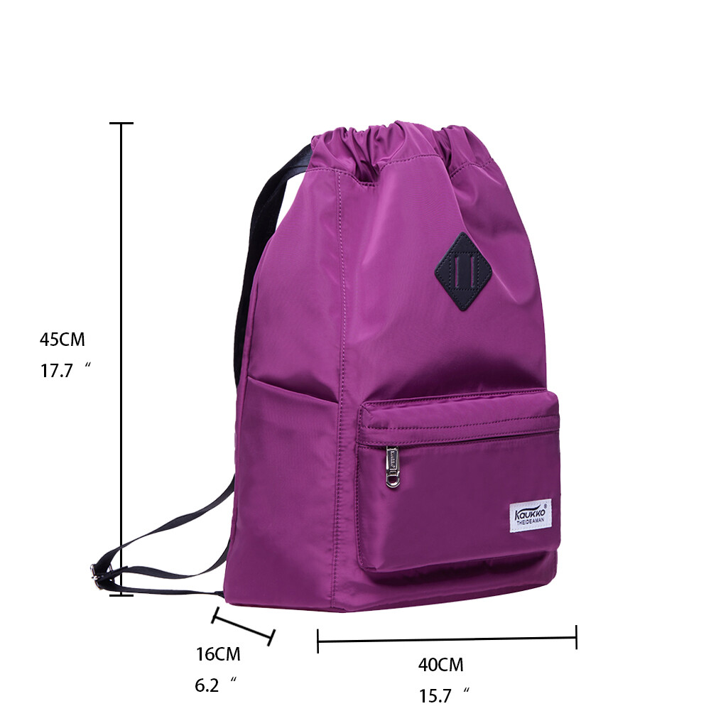 KAUKKO Water-proof Solid Color Drawstring Backpack School Backpacks Travel