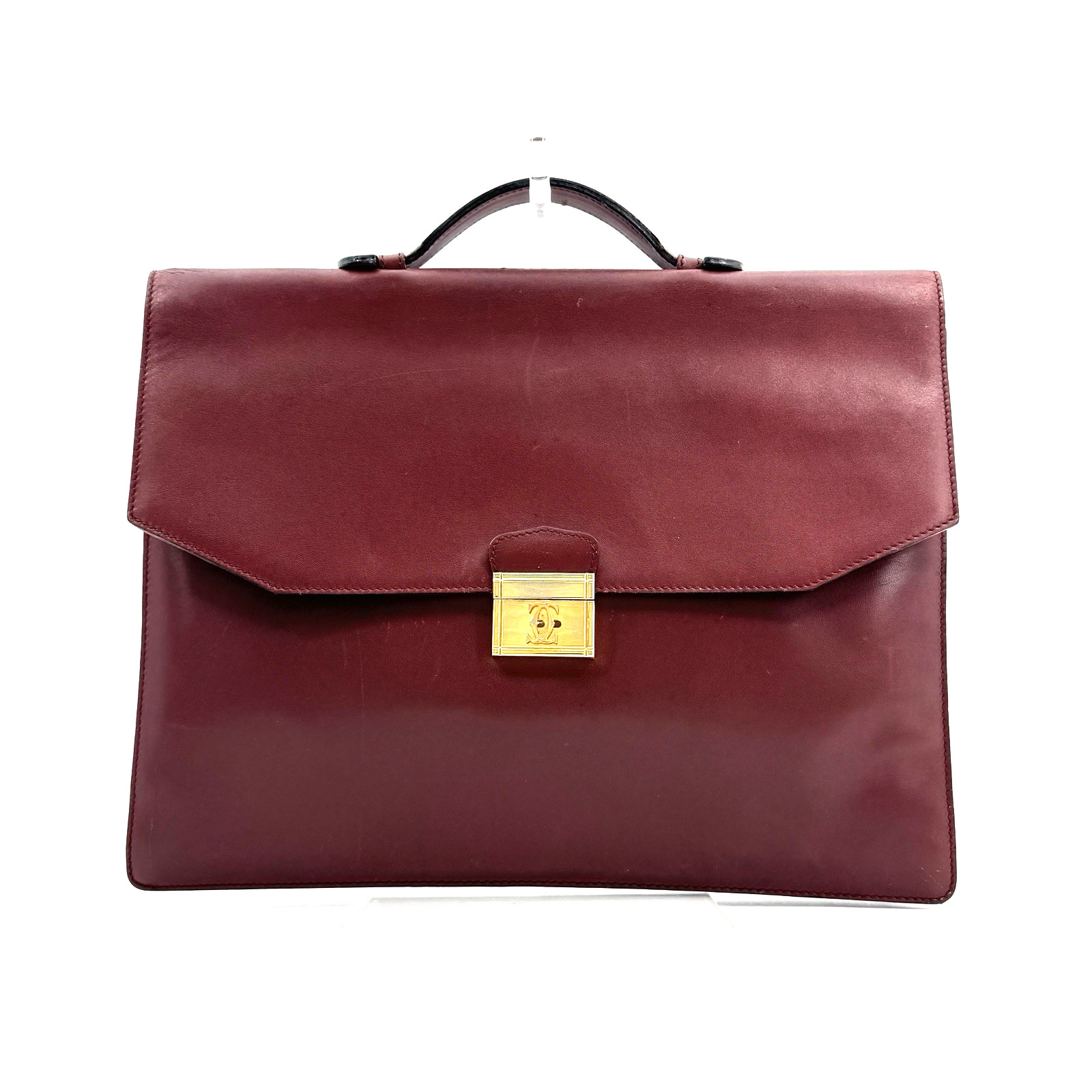 Cartier Briefcase Business Bag Leather Bordeaux Red Authentic