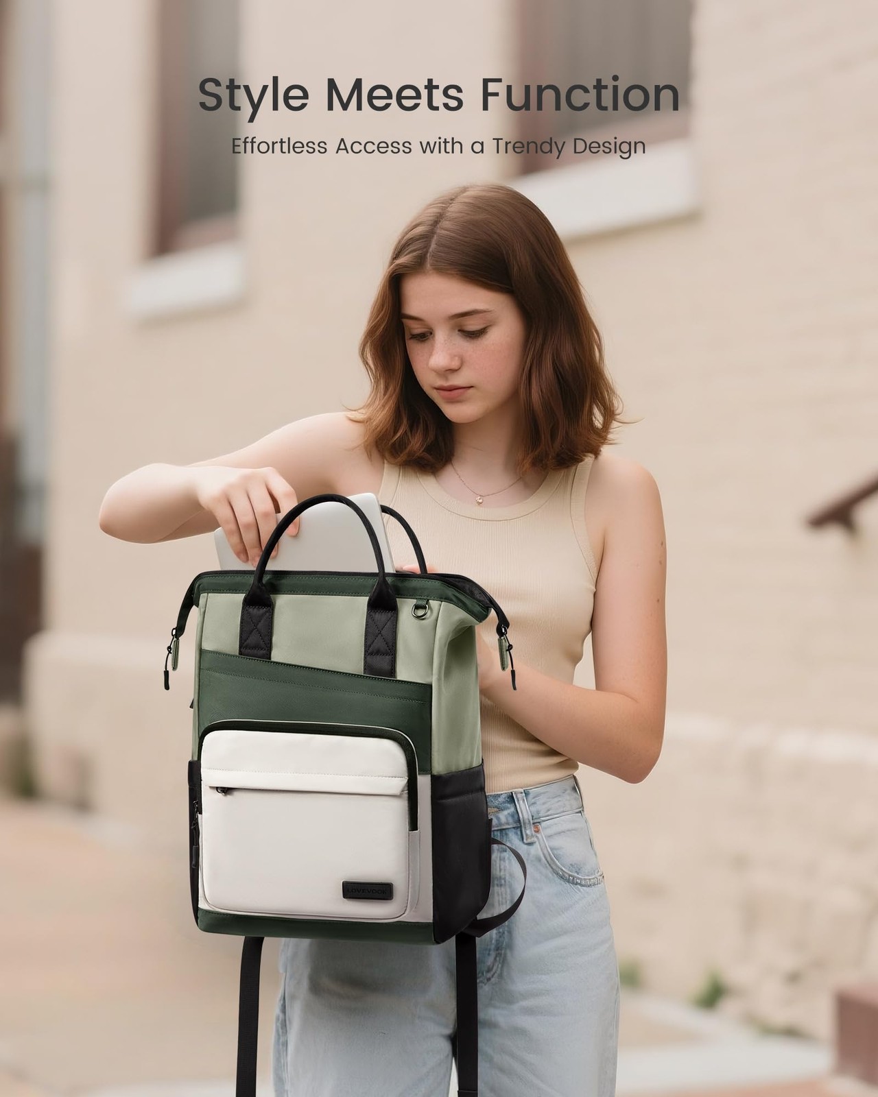 LOVEVOOK 15.6 Inch Laptop Backpack for Women, Water Resistant Travel Bag