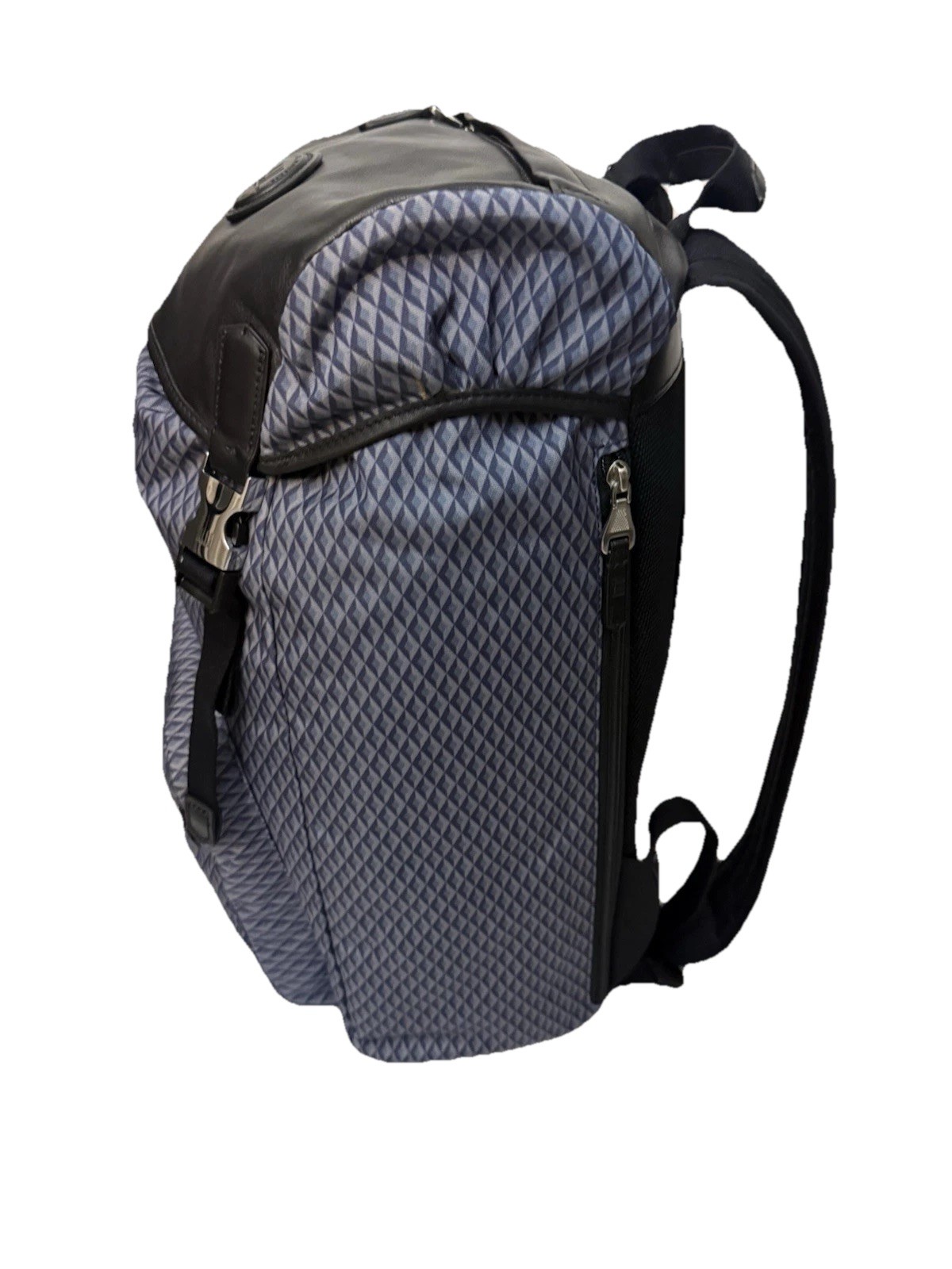 NWT $1020 Dunhill Backpack Blue Geometric Nylon Leather Trim Luxury Designer Bag
