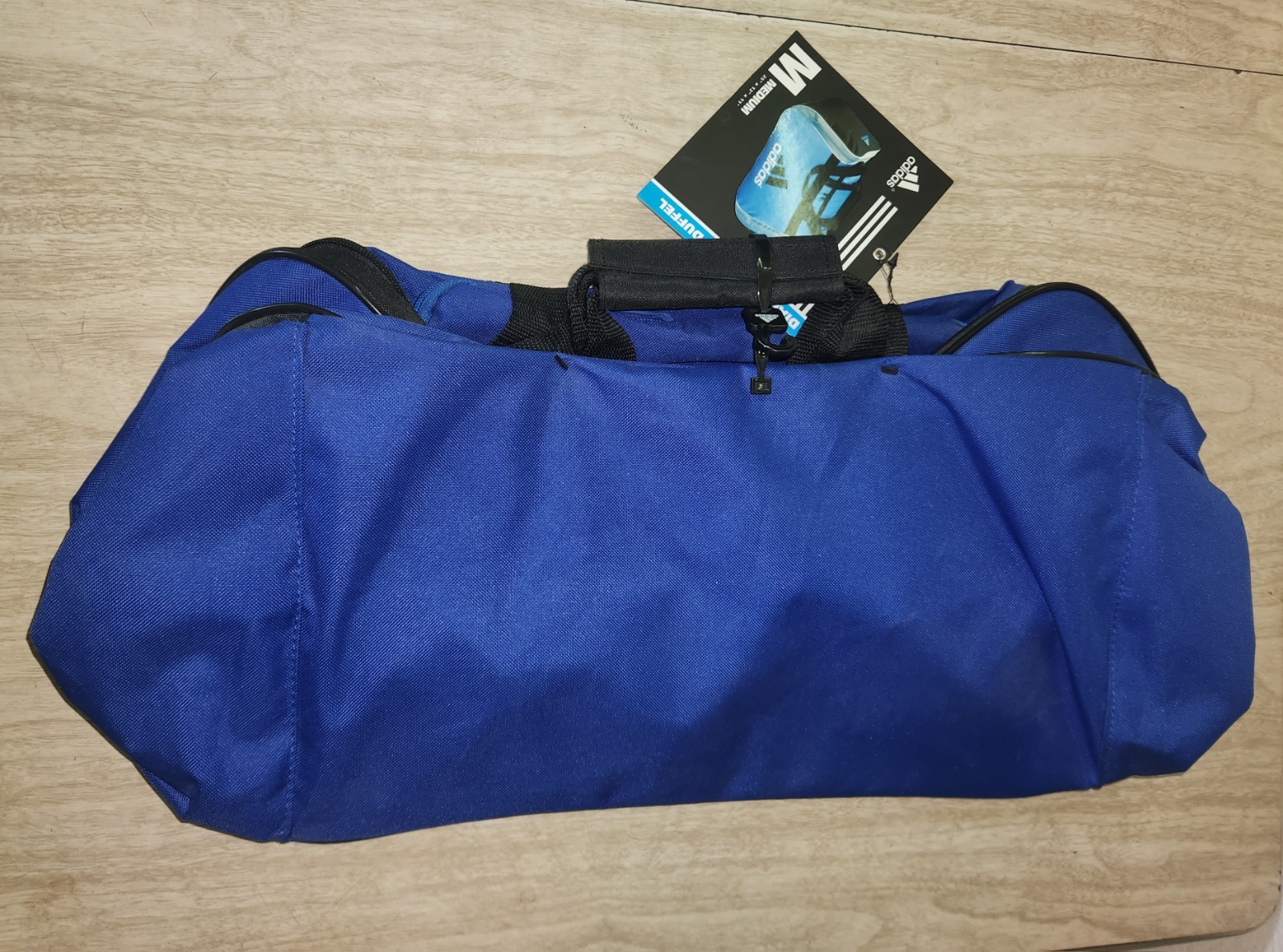 Adidas Diablo MEDIUM Duffel CORE TRAVEL Bag BLACK/WHITE/BLUE 2 POCKETS~NEW+TAGS