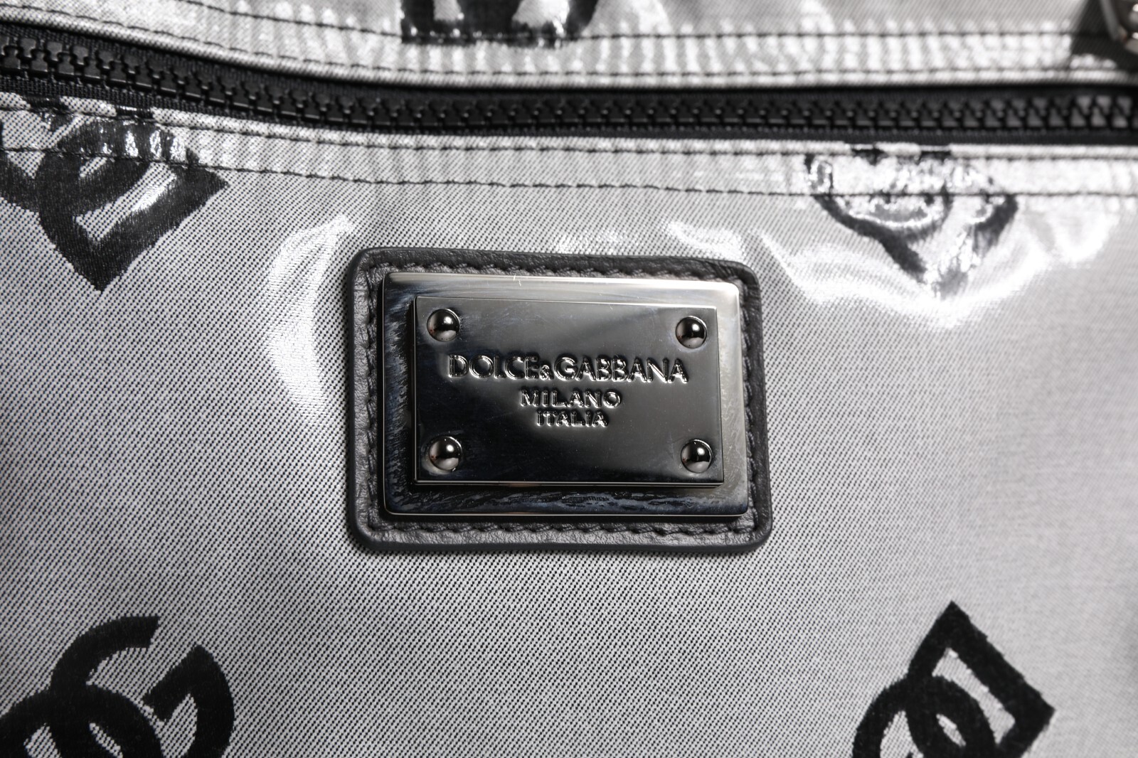 DOLCE & GABBANA Bag Polyester Gray Black DG Logo Plaque Backpack Borse 2850usd
