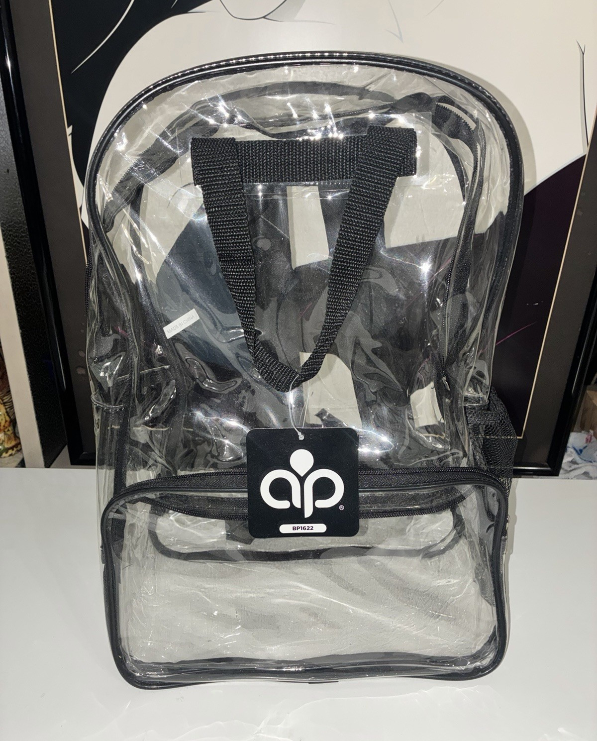 aip Clear/Black Transparent Backpack, Zip Closure, Adjustable Straps Travel