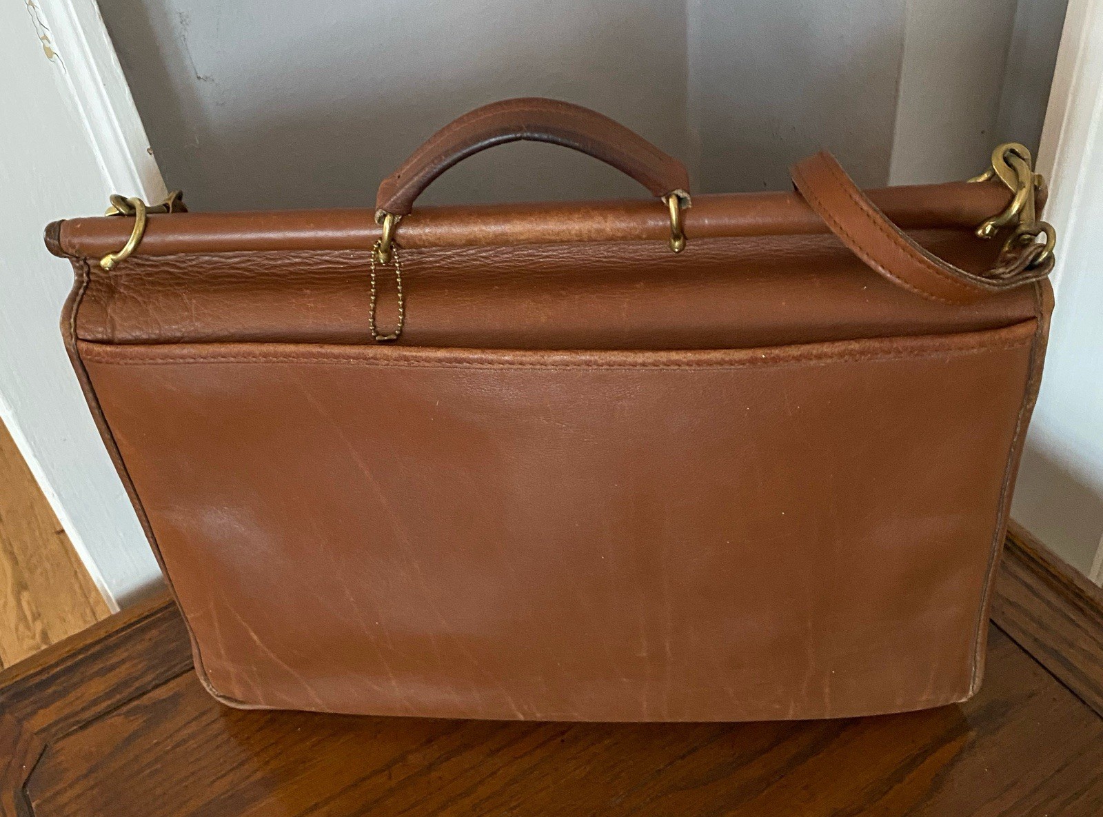 Jack Georges Leather Messenger Brief Bag Brown Handle Shoulder Laptop 16x11x5