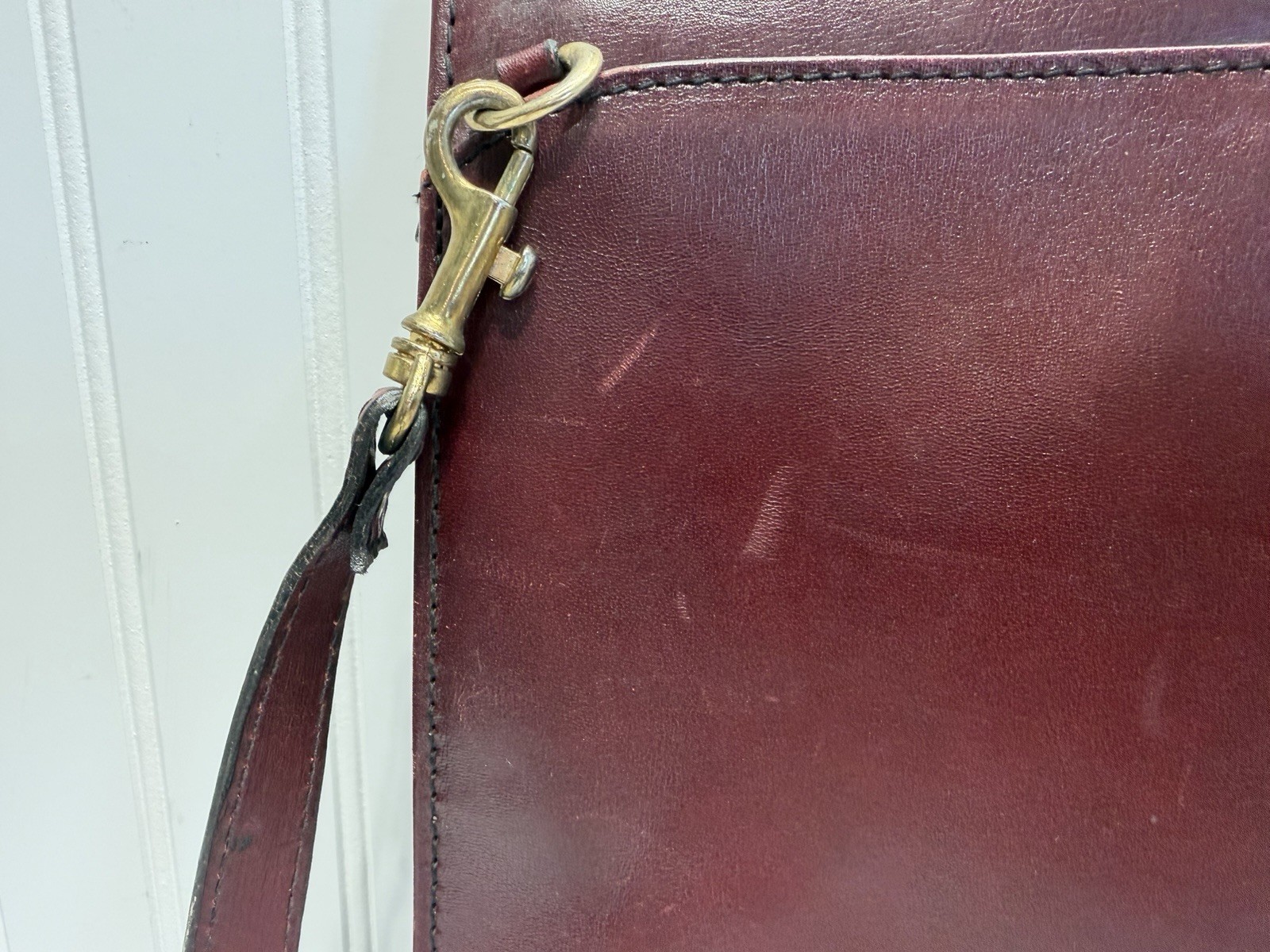 T Anthony Leather Briefcase Retractable Handles West Germany Embossed Initials