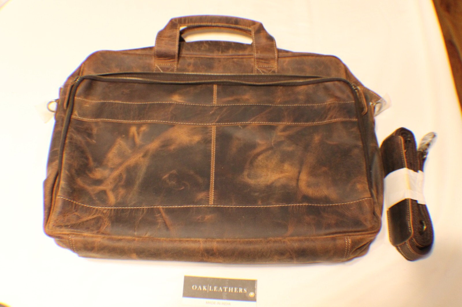 KomalC 18 inch Briefcase Laptop Messenger Bag (Destressed Leather)