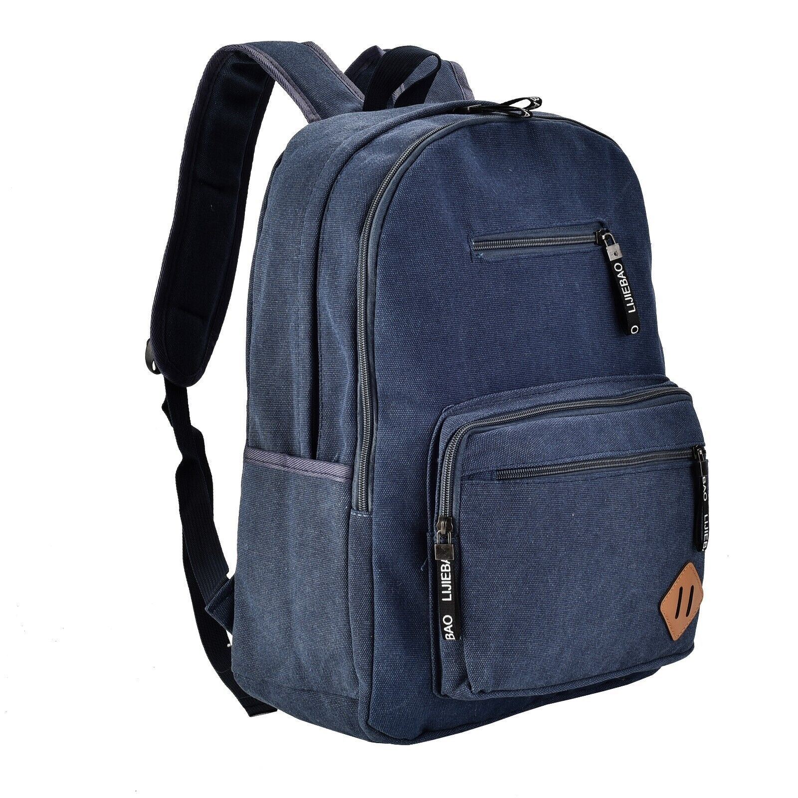 Canvas School Laptop Backpack Jean Blue, 1 ea