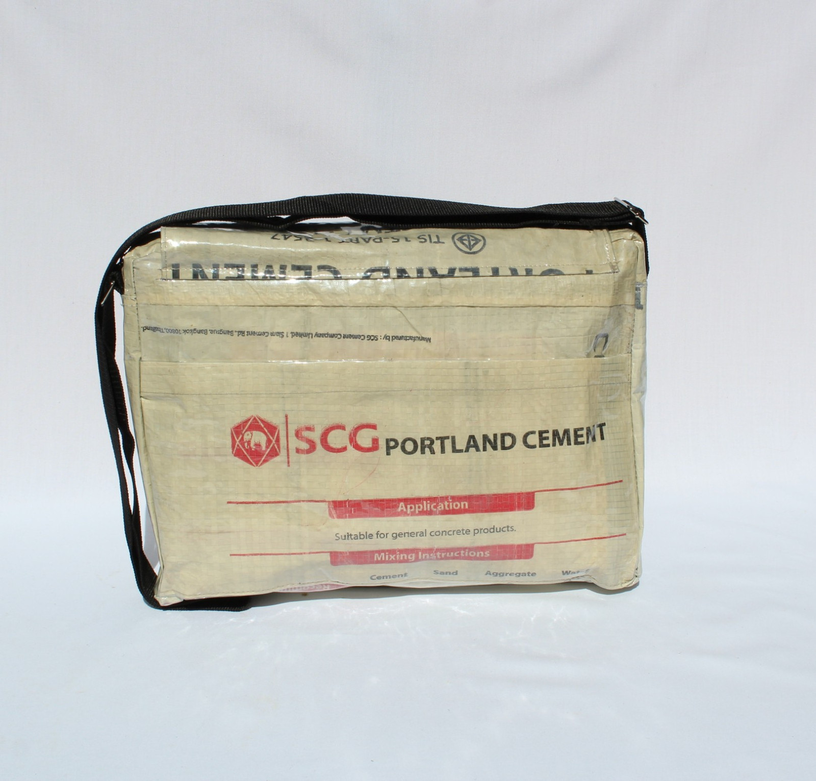 Elephant Brand Large Recycled Messenger Bags made from Cement Bags in Cambodia