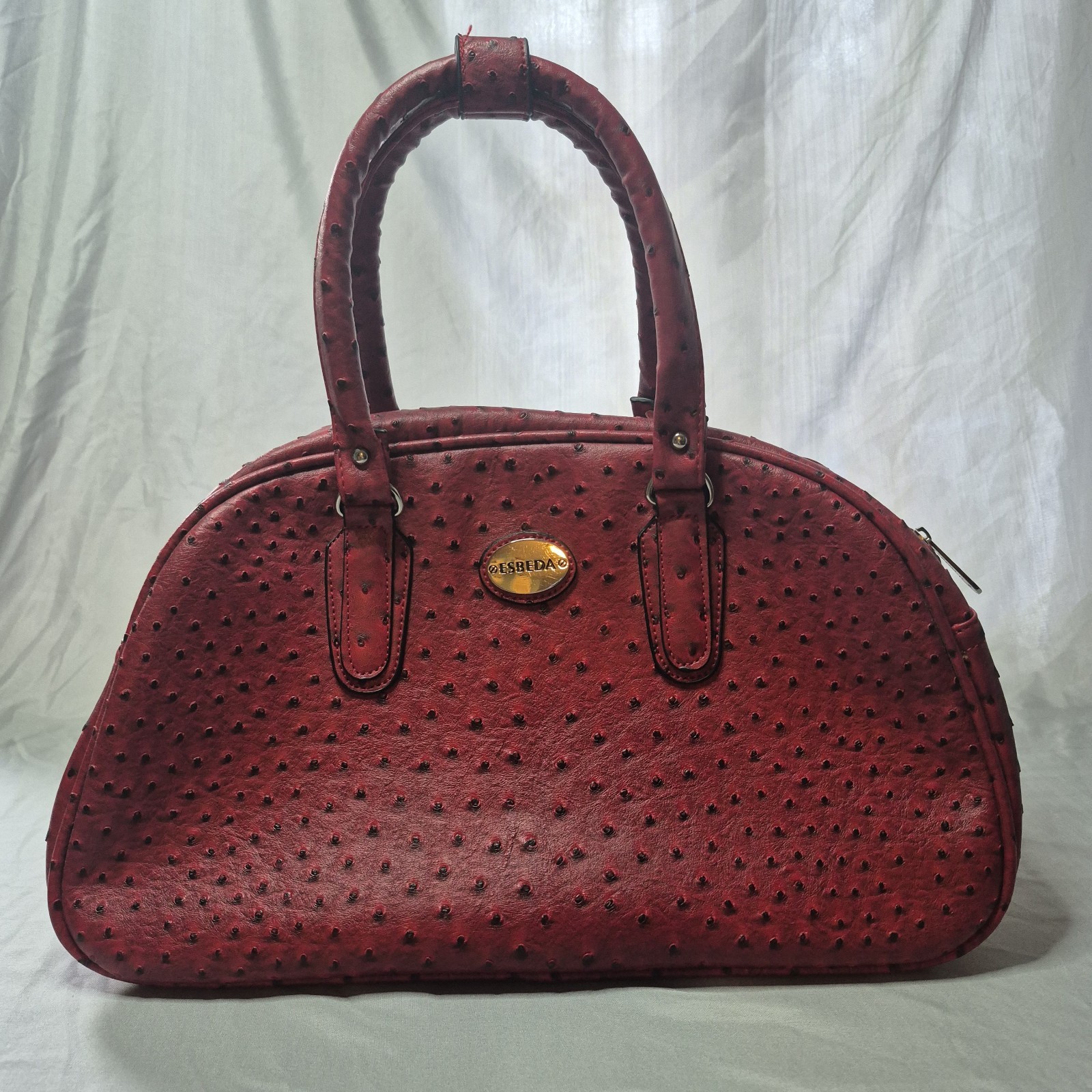 ESBEDA Red Faux Ostrich Leather duffle bag