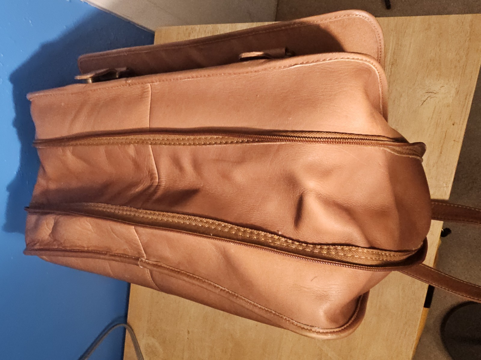 Wilson’s Leather Briefcase-Messenger Bag Cognac Brown-Genuine Leather Colombia