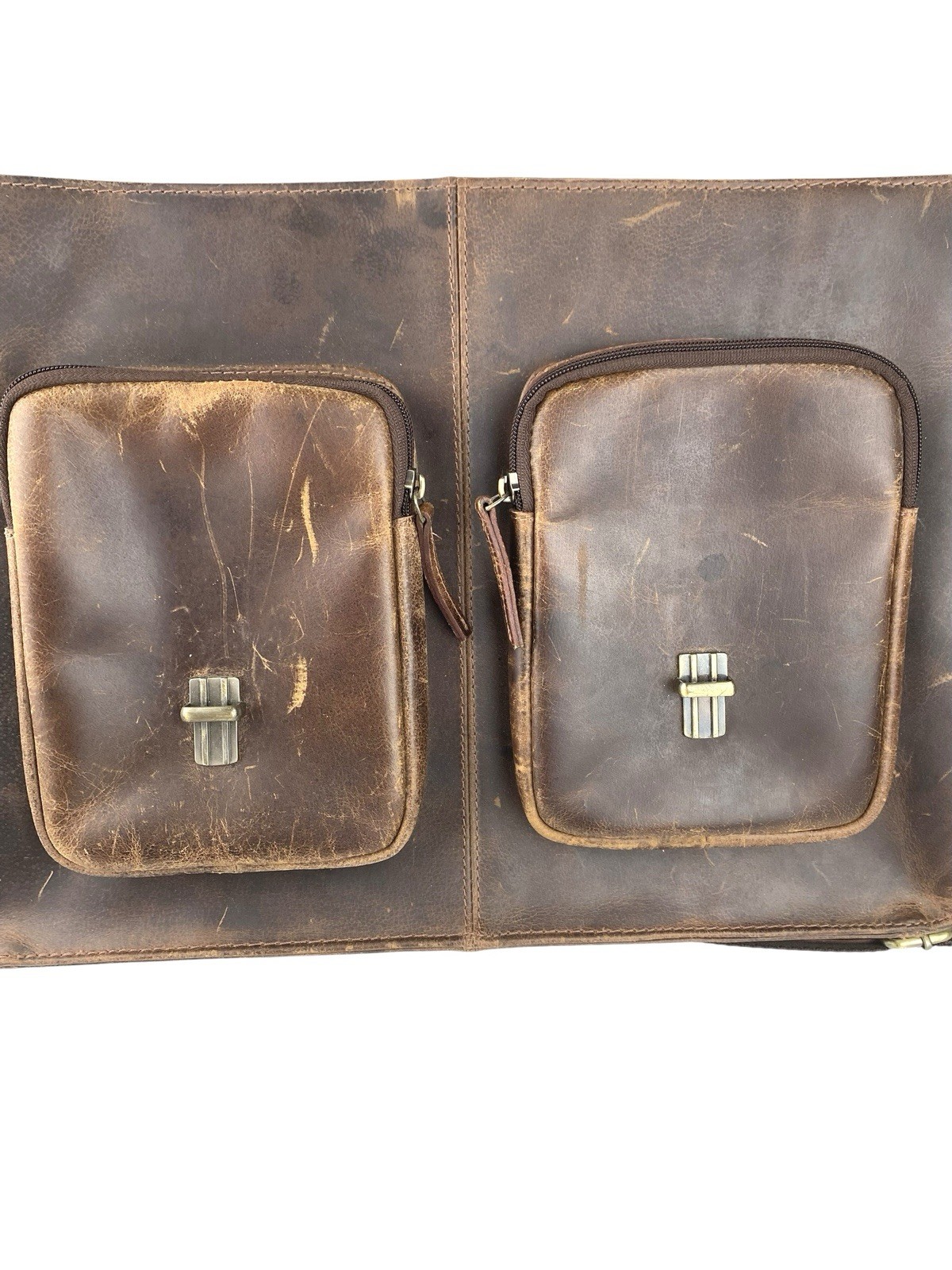 Distressed Buffalo Leather Briefcase Laptop Messenger Bag Satchel Brown Unisex