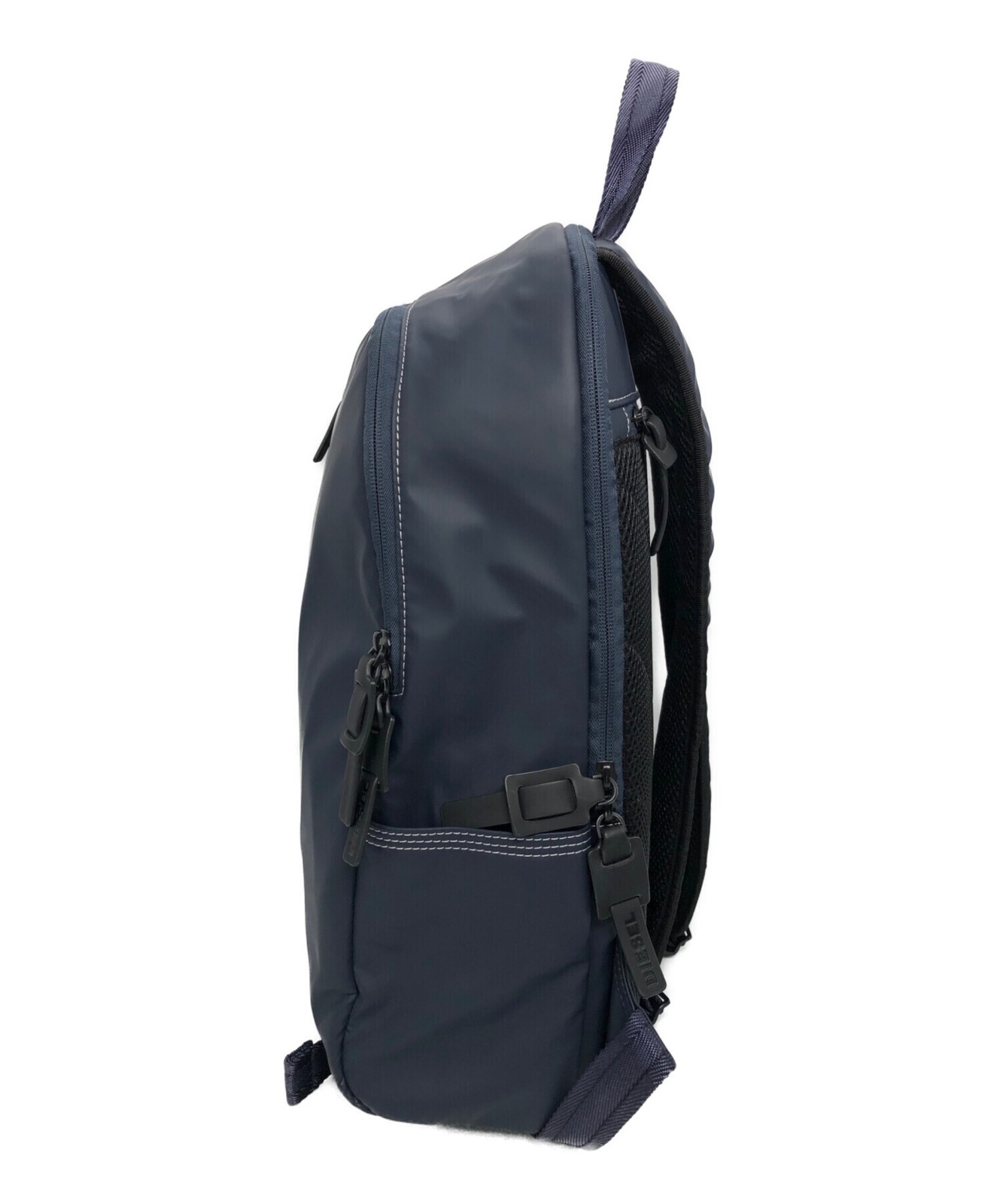 DIESEL Navy Polyurethane Backpack Men Zip Pockets Auth
