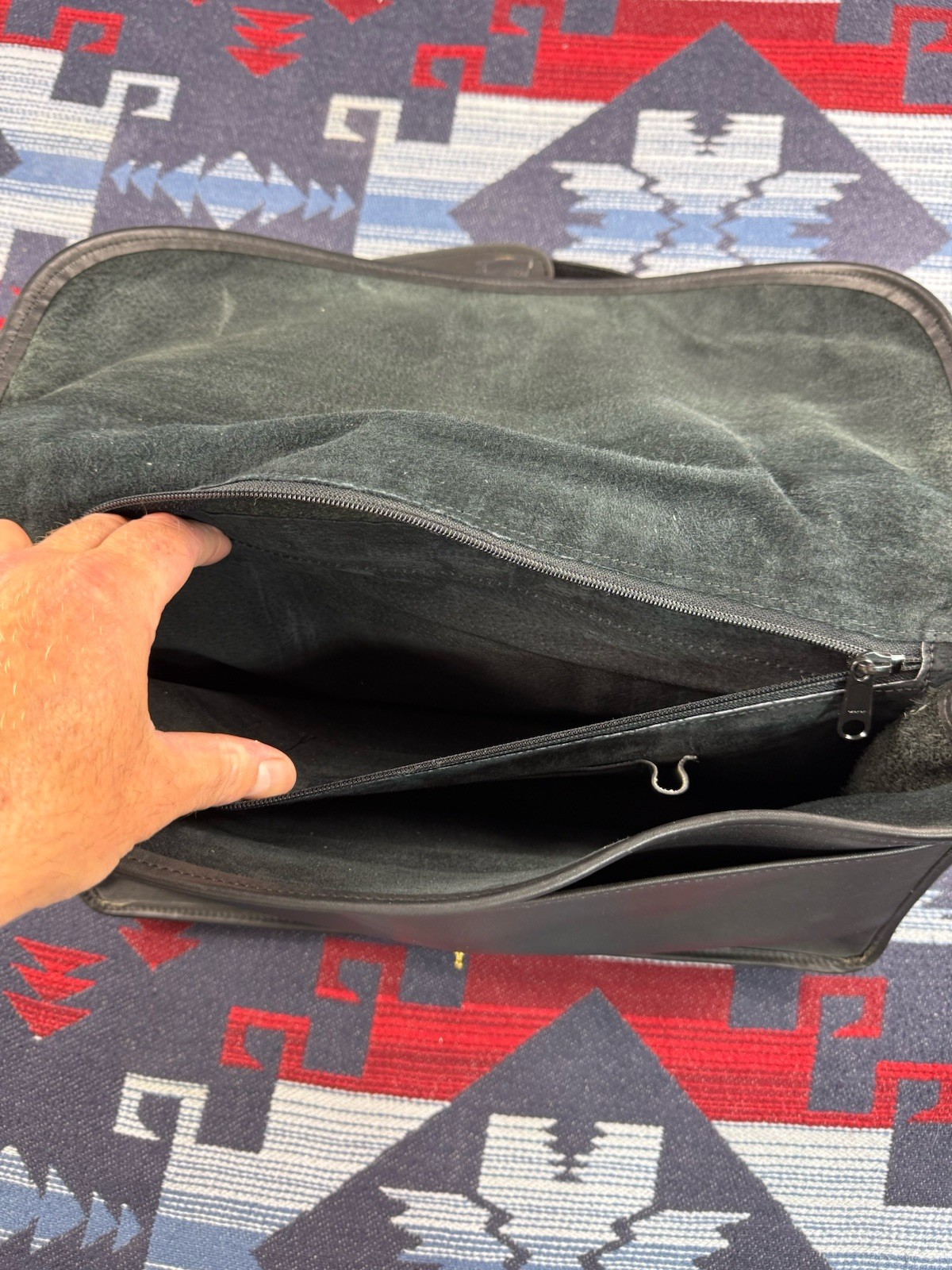 SCHLESINGER Black LEATHER BRIEFCASE Messenger Bag FLAP TOP Case COWHIDE USA Made