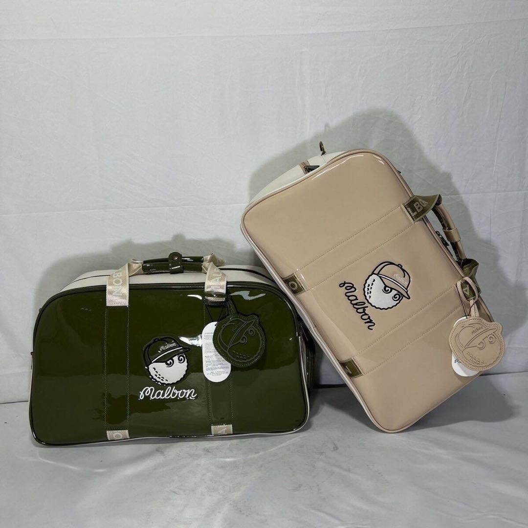 Malbon Golf Enamel Boston Bag Unisex Beige or Green 52x30x23cm NEW DHL FedEx